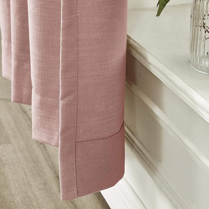 ستائر فريليمنت كورال الكتانية، ستائر داخلية بحلقات برونزية، ستائر نوافذ لغرفة المعيشة، غرفة النوم، غرفة الأطفال، عرض 52 بوصة × طول 63 بوصة، لوحة واحدة