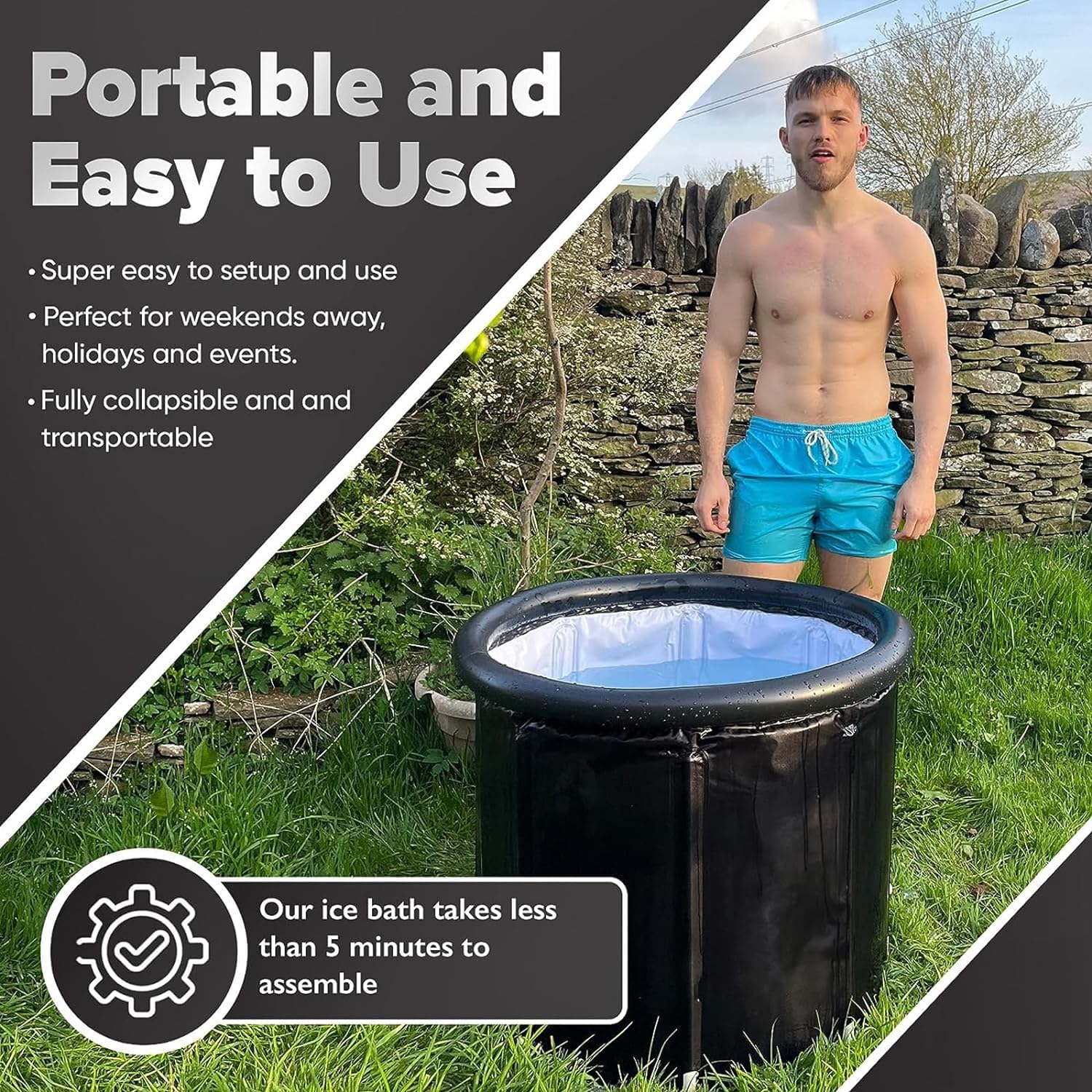 ice bath tub for athletes, Multi-Layer Portable cold Plunge Tub, Sport Recovery Cold Bath, Ice Bath Tubs cold pack, Foldable Cold Bath Tub with Cover?85 Gallon?model L?30”*30”*30”? Model L (30"*30"*30")