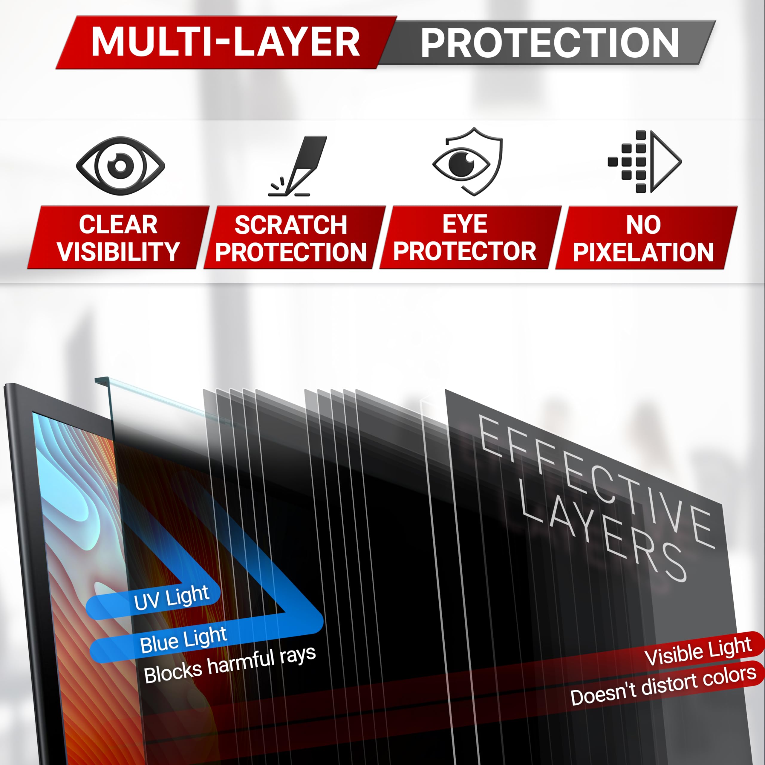VINTEZ Universal 26" - 27" Computer Privacy Screen Filter for Widescreen Computer Monitors - (635 x 415 mm)
