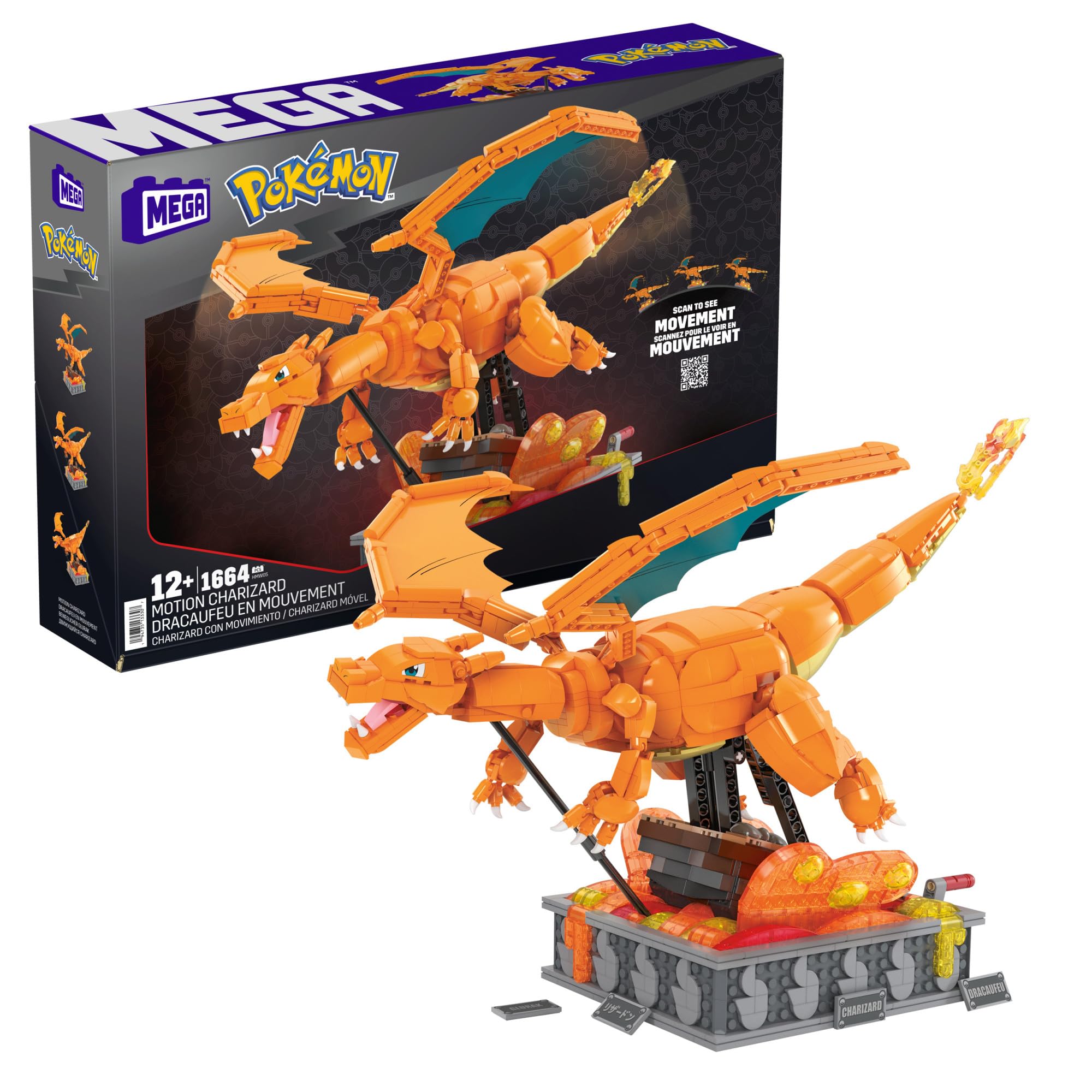 MEGA Pokémon Charizard Building Kit with Motion (1664 Pieces) for Collectors