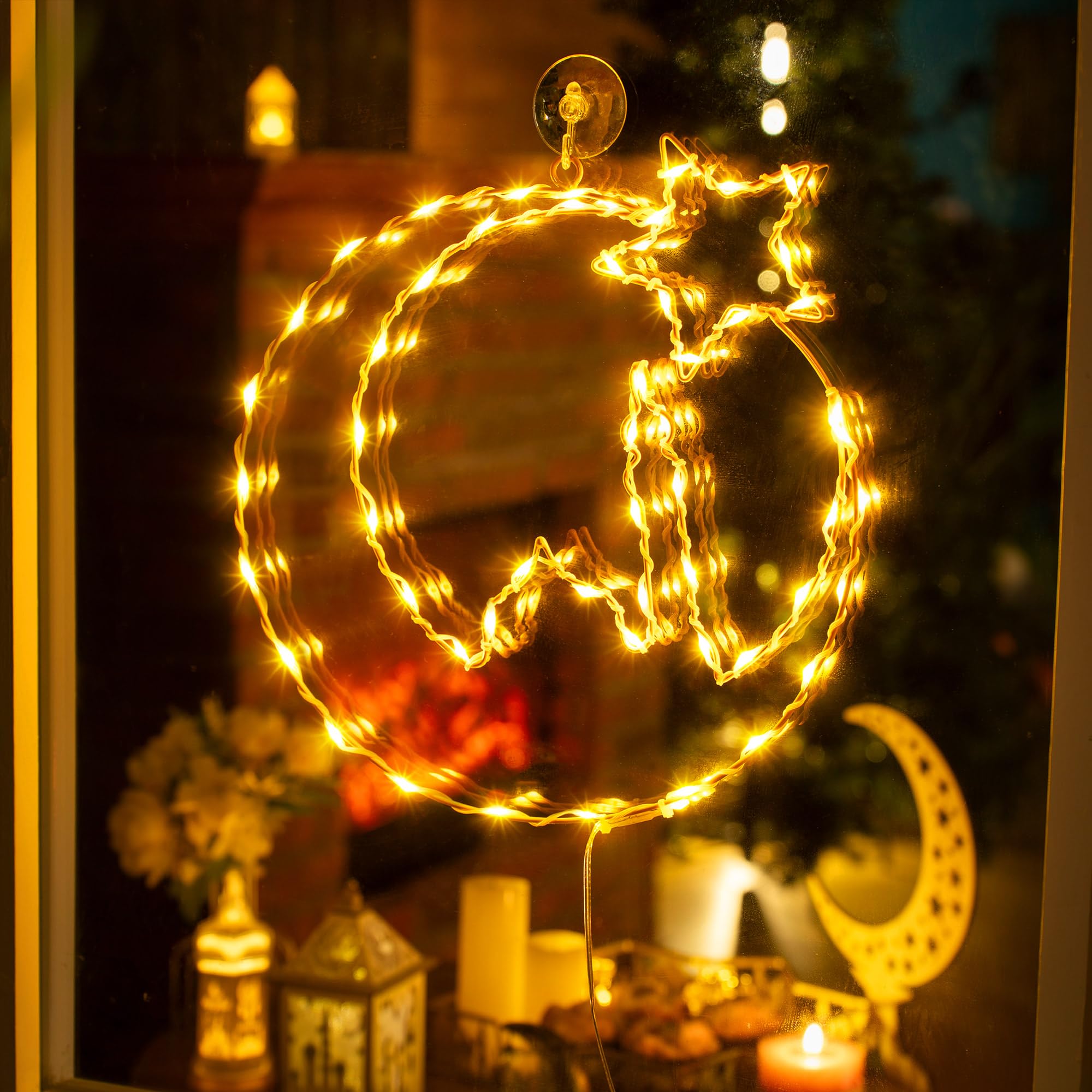 Meonum Eid Ramadan Decorations Window Lights, 30 CM 8 Modes W