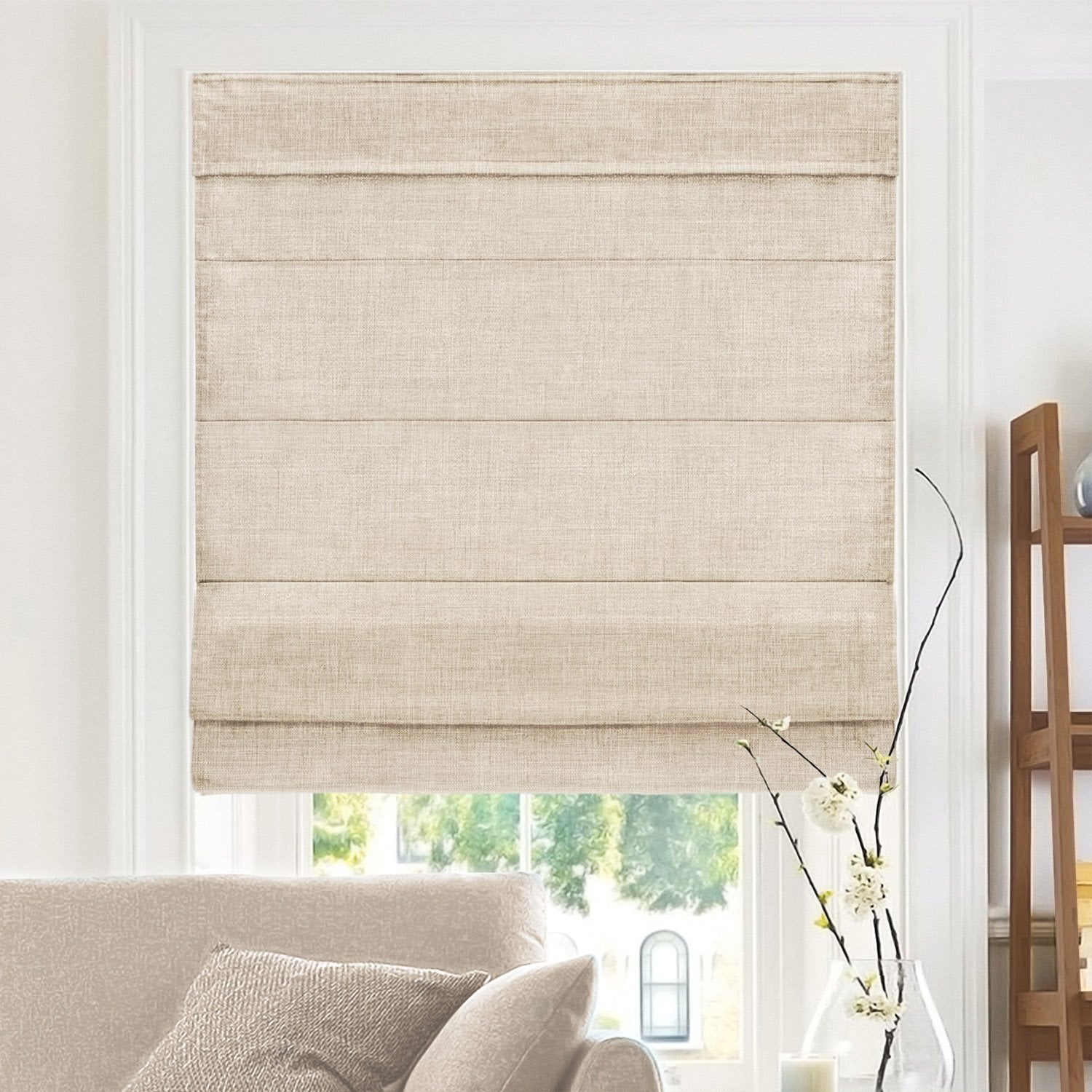 CHICOLOGY Roman Shades for Windows , Window Treatments , Roman Shades , Roman Window Shades , Room Darkening Shades , Window Shades , 89cm W X 183cm H , Belgian Flax (Privacy & Light Filtering)