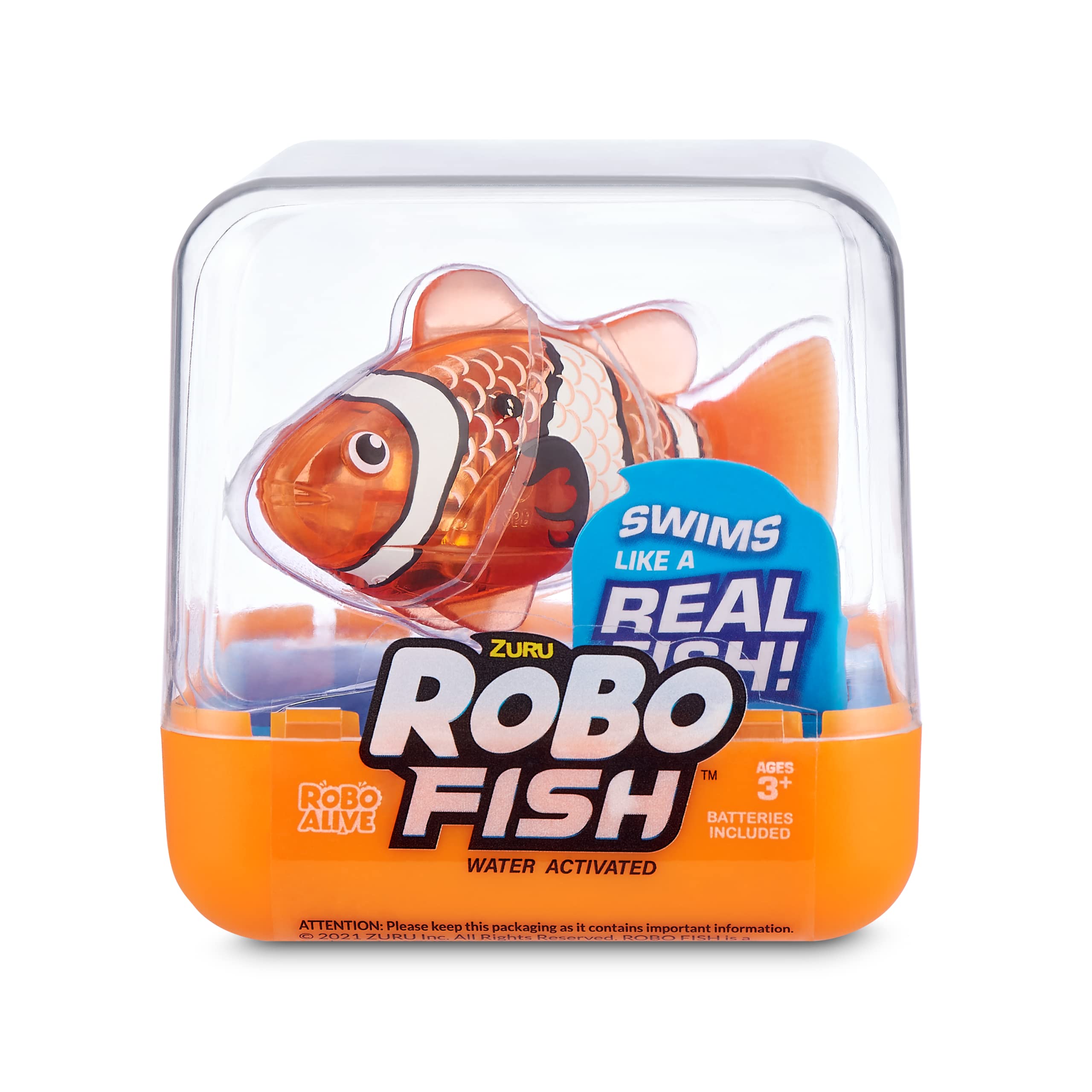 Robo Alive Robo Fish Series 2 (Teal + Orange 2 Pack) by ZURU Robotic Swimming Fish Water Activated, Changes Color, Comes with Batteries, Amazon Exclusive - Teal + Orange (2 Pack), 7165E