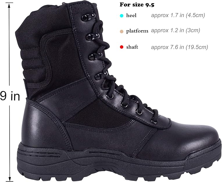 SIZE: 43 - RIELD Men's Military Tactical Work Boots Side Zipper Jungle Army Combat Boots,Black