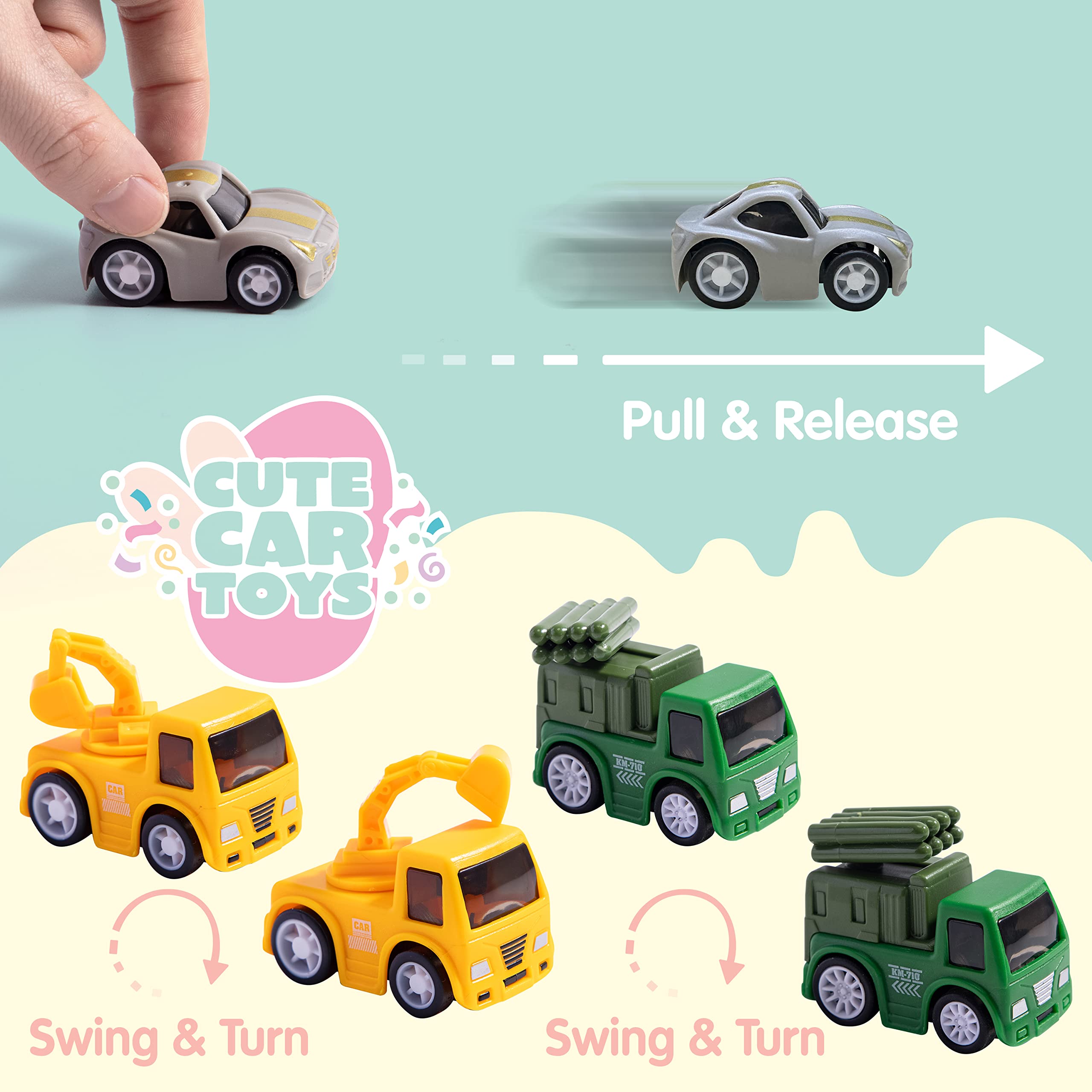 JOYIN 12 Packs Pre-Filled Easter Eggs with Cars for Boys, Basket Stuffers Easter Egg Hunt, Goodie Bag Fillers Classroom Prize and Party Favors for Kids