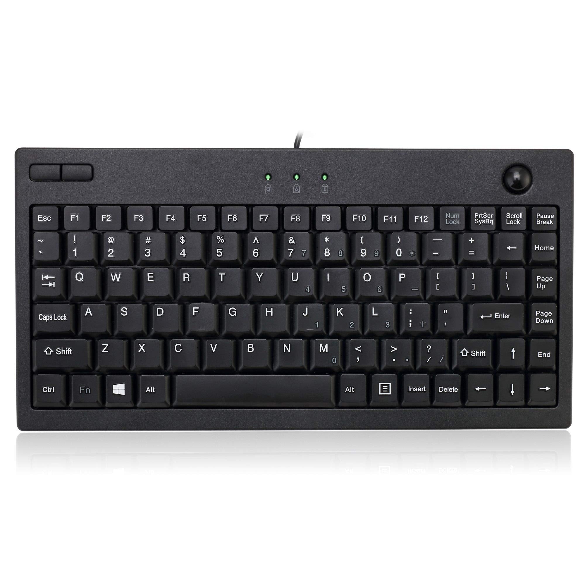 Adesso AKB-310UB - Mini Trackball USB Keyboard, Black