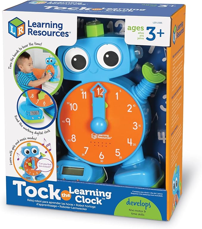 Learning Resources Tock The Learning Clock Pink, 1 Piece, Ages 3+, Educational Talking Clock