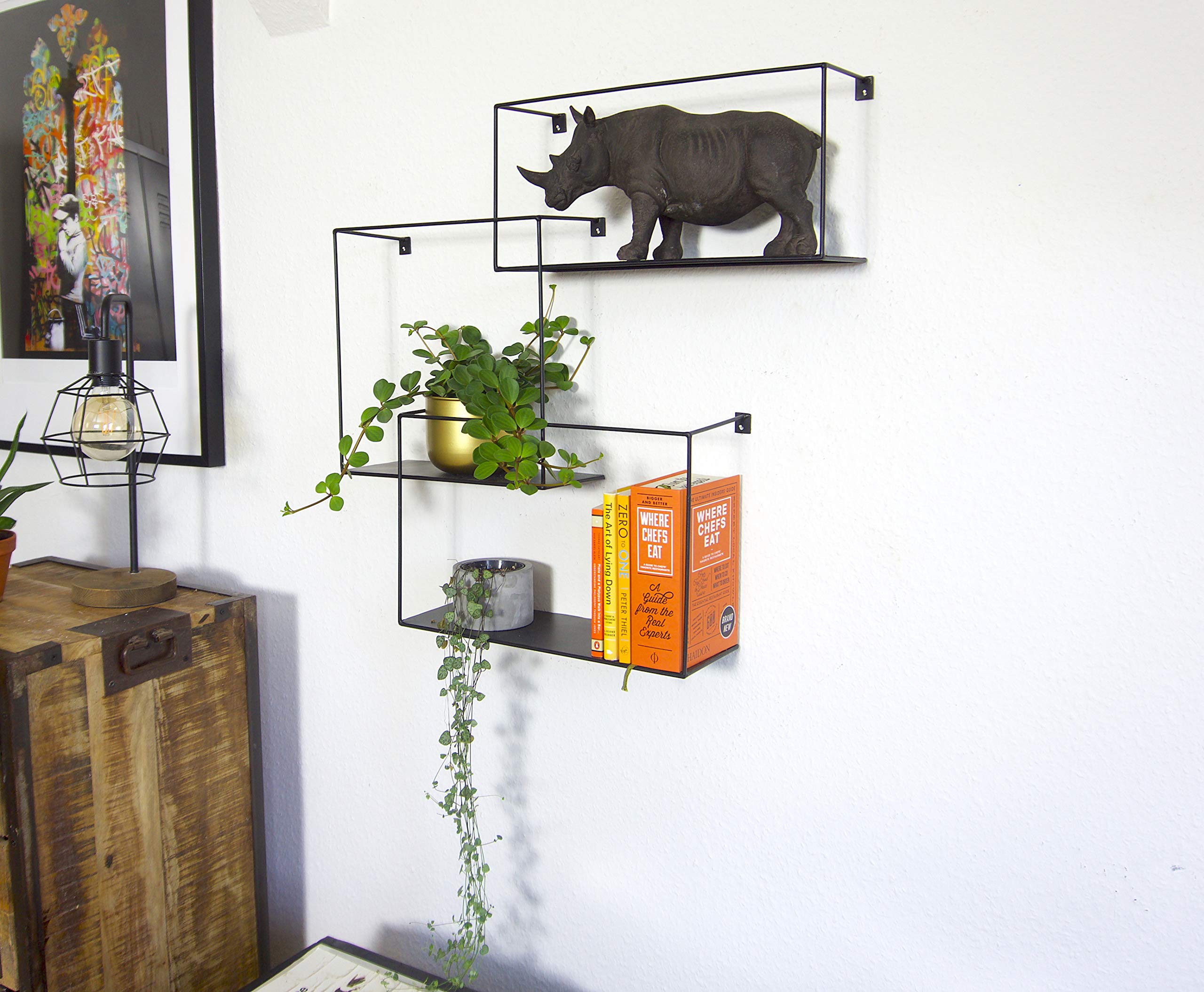 kimisty Set of 3 Metal Intersecting Wall Shelves