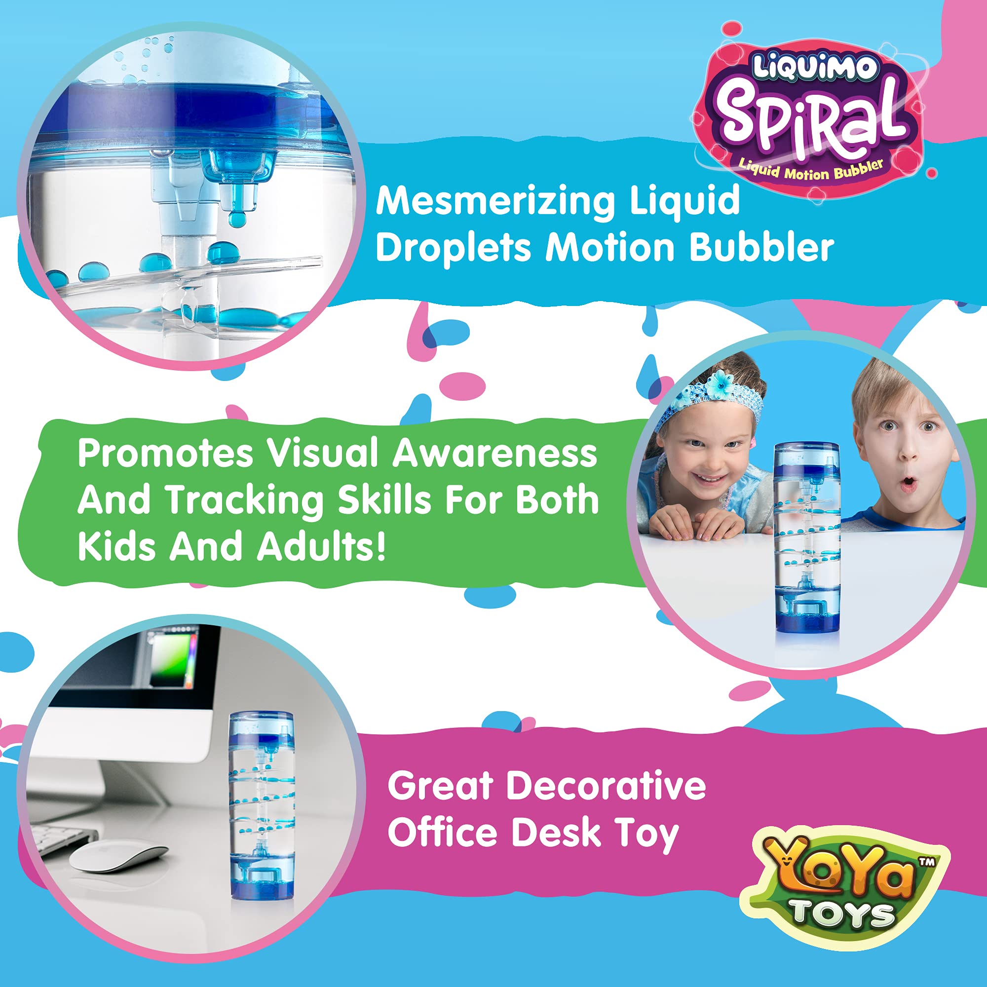 ساعة رملية على شكل فقاعات من YoYa Toys Liquimo، مؤقت حركة فقاعات حلزوني للأطفال - لعبة فيدجيت للأطفال المصابين بالتوحد - ملحقات سطح المكتب، هدايا عيد الميلاد