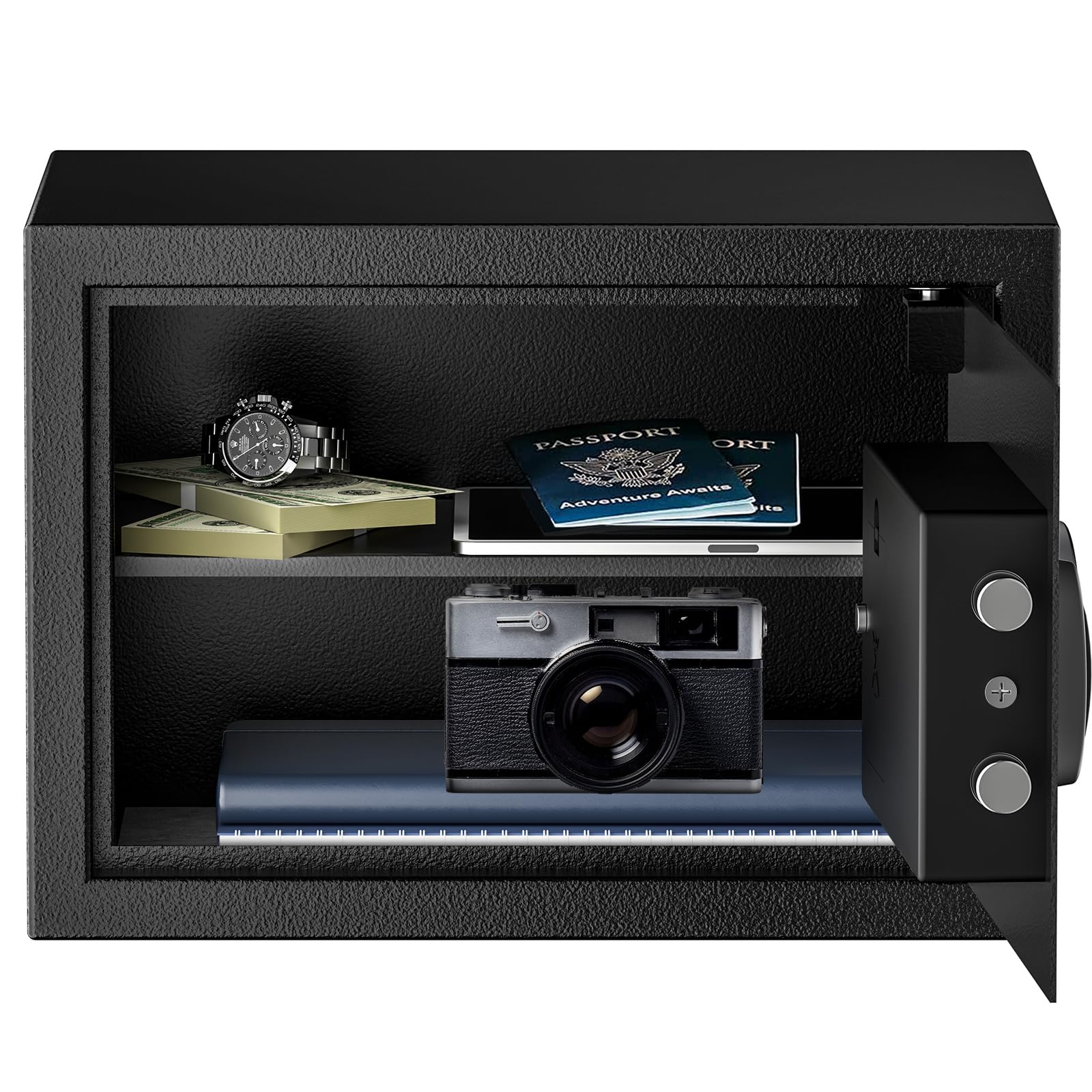 Bonsaii Safe, 0.6 Cubic Safe Box with Electronic Keypad, Removable Shelf, for Valuables Jewelry and Documents in Home, Hotel, or Business, 25 D x 35 W x 25 cm H