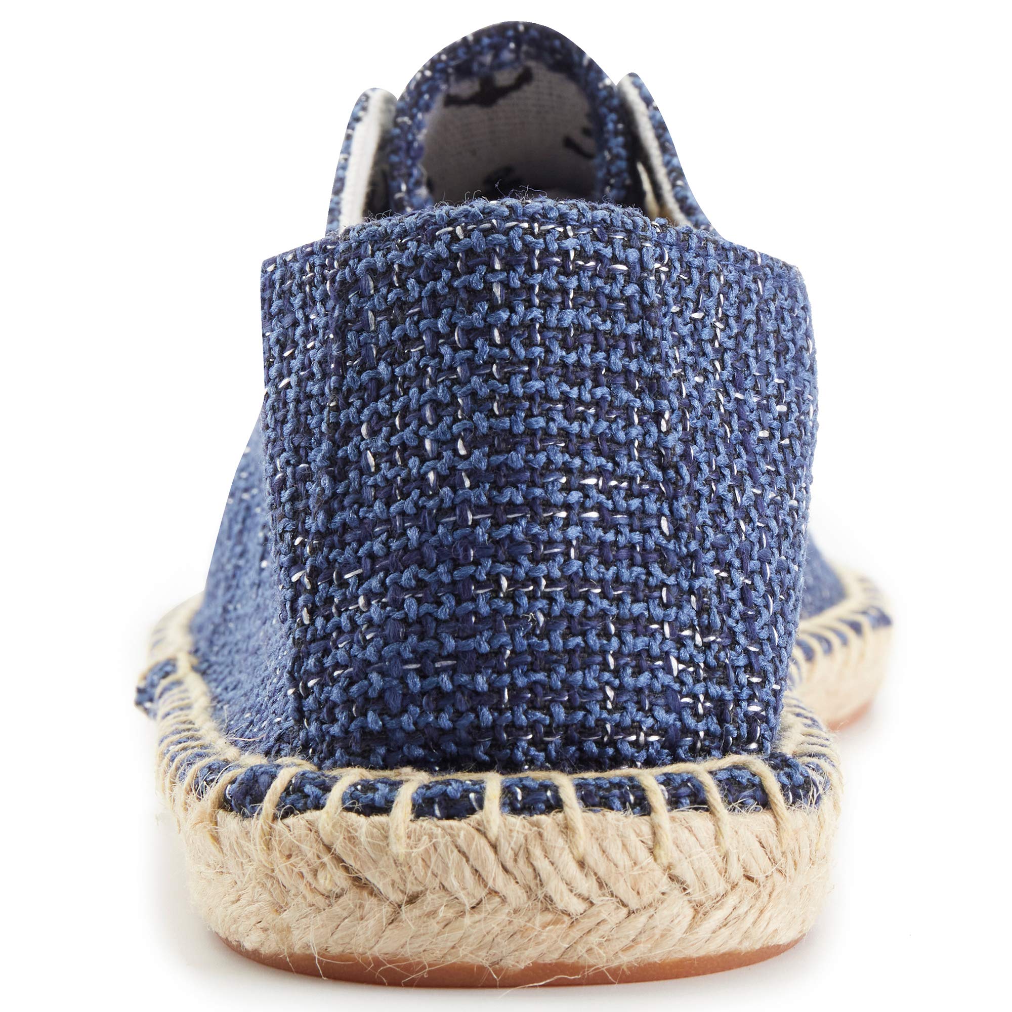 SIZE: 45 - Alexis Leroy Men's Closed Toe Lace Up Canvas Slip on Flat Espadrille Shoes Dark Blue