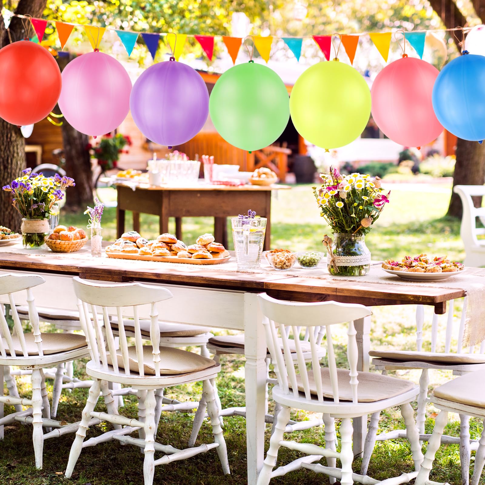 RUBFAC 75pcs Punch Balloons Punching Balloon Heavy Duty Party Favors For Kids, Bounce Balloons with Rubber Band Handle for Birthday Party