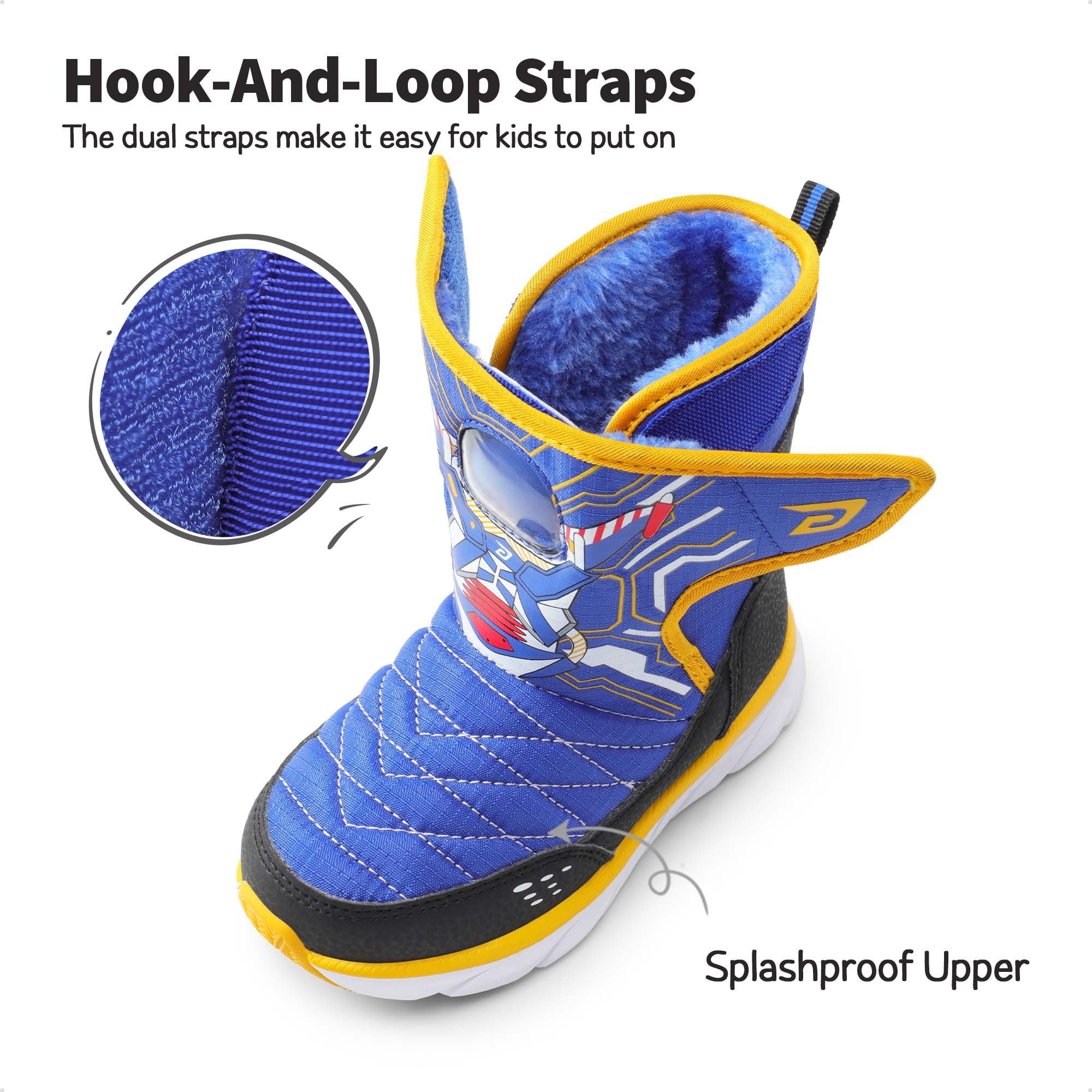 DREAM PAIRS Boys Girls Toddler Snow Boots Faux Fur Lined Mid Calf Little Kids Winter Shoes SDSB2308K Size 6 Toddler ROYAL BLUE ORANGE SIZE 25