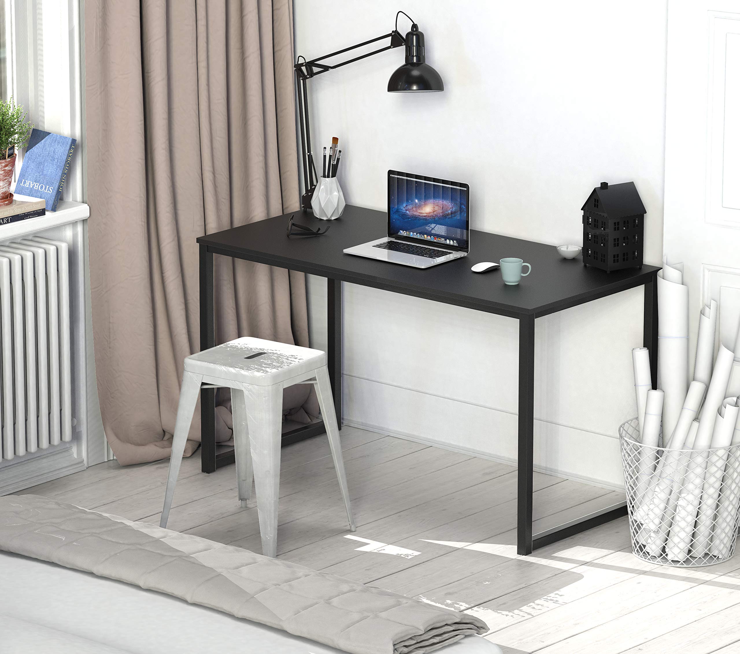 مكتب كمبيوتر SHW Home Office مقاس 48 بوصة، أسود