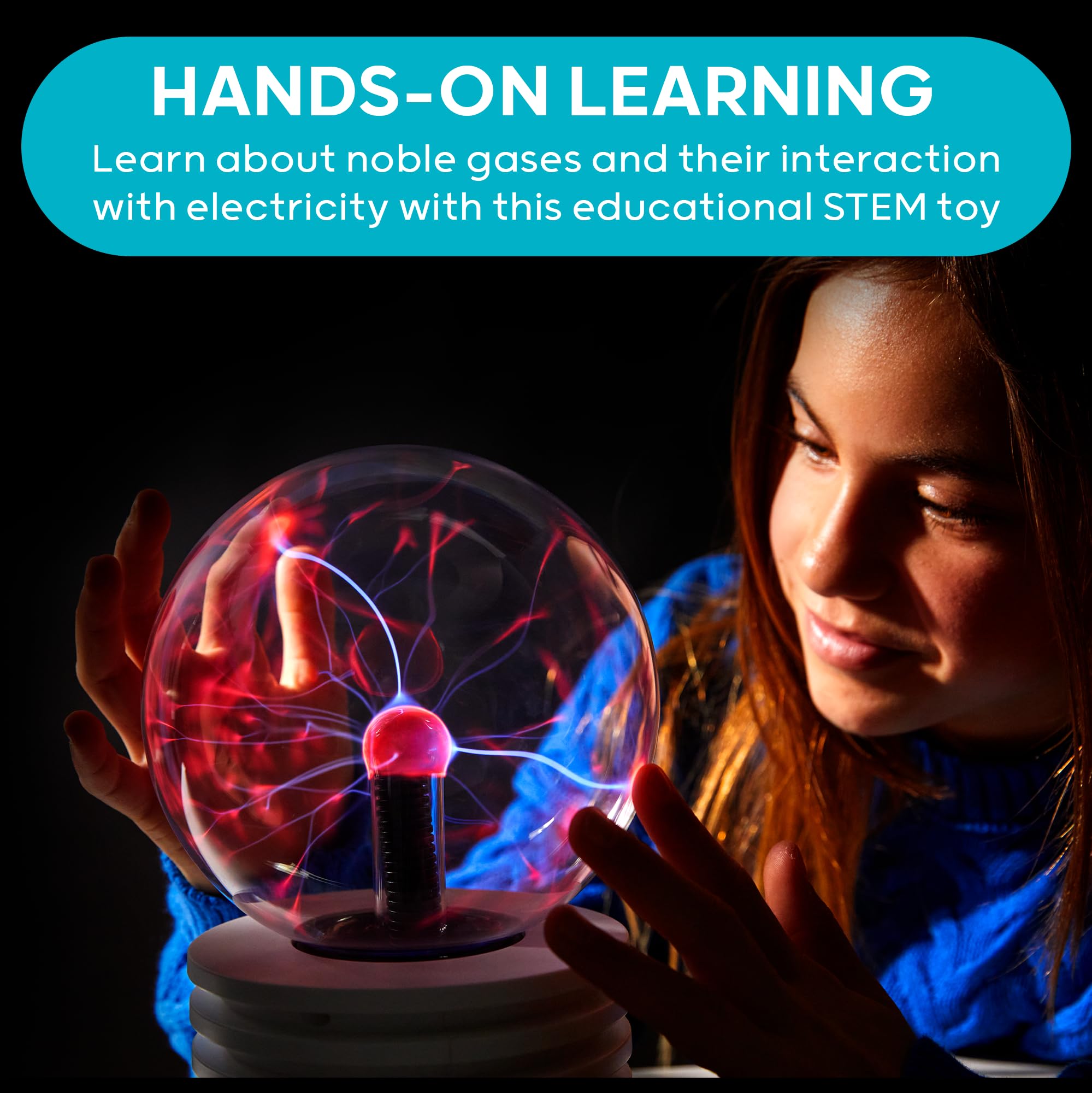 Discovery Kids 15 cm Plasma Globe Lamp with Interactive Electronic Touch and Sound Sensitive Lightning and Tesla Coil, Includes AC Adapter, Glass STEM Lava Lamp-Style Light for Desk, Kids Room, and More