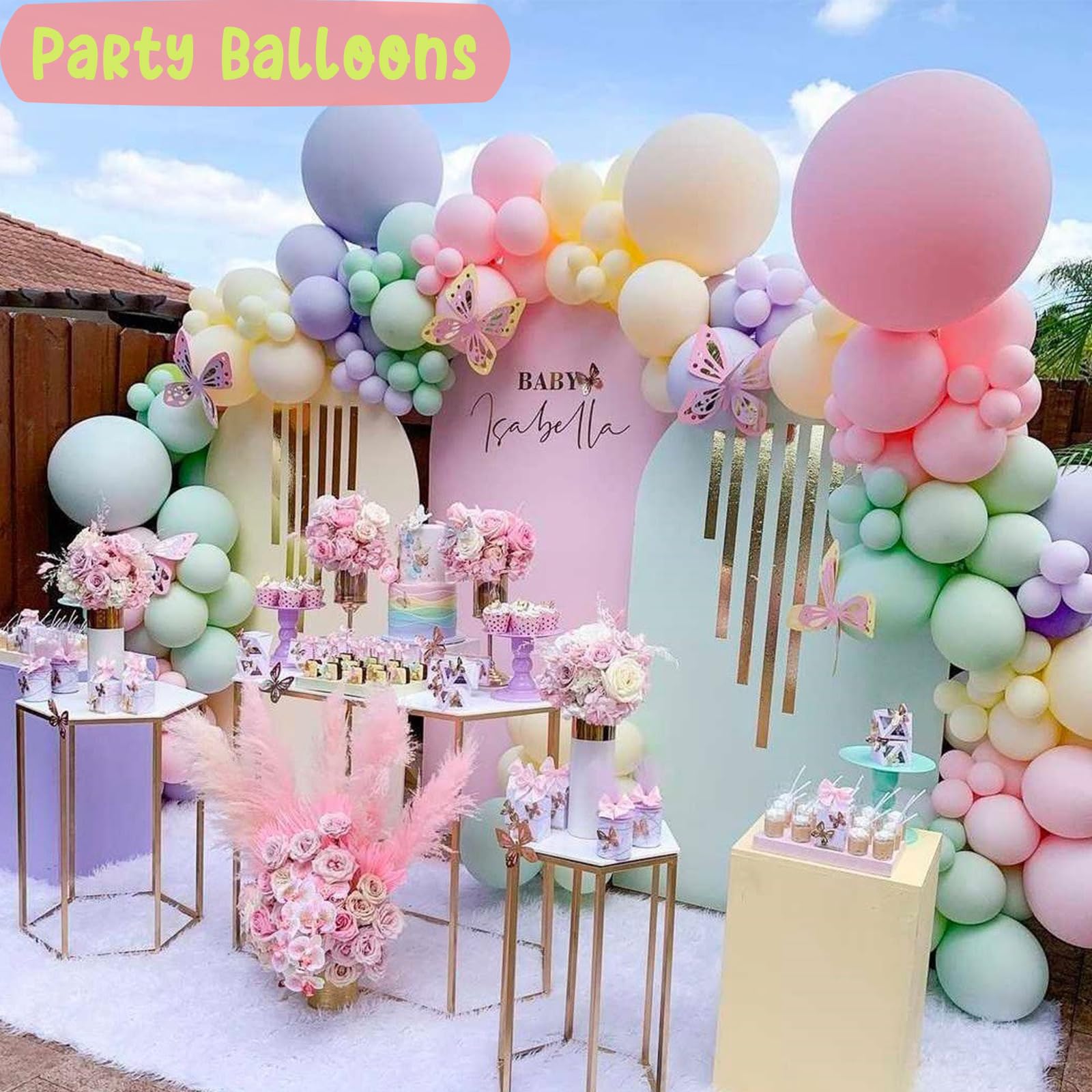 EUOPHYM Daisy Pastel Balloon Garland Kit - 203pcs for Rainbow Arch, Boho Balloon Arch Kit with 3D Butterflies, Perfect for Wedding, Birthday, Easter, and Baby Shower Decor