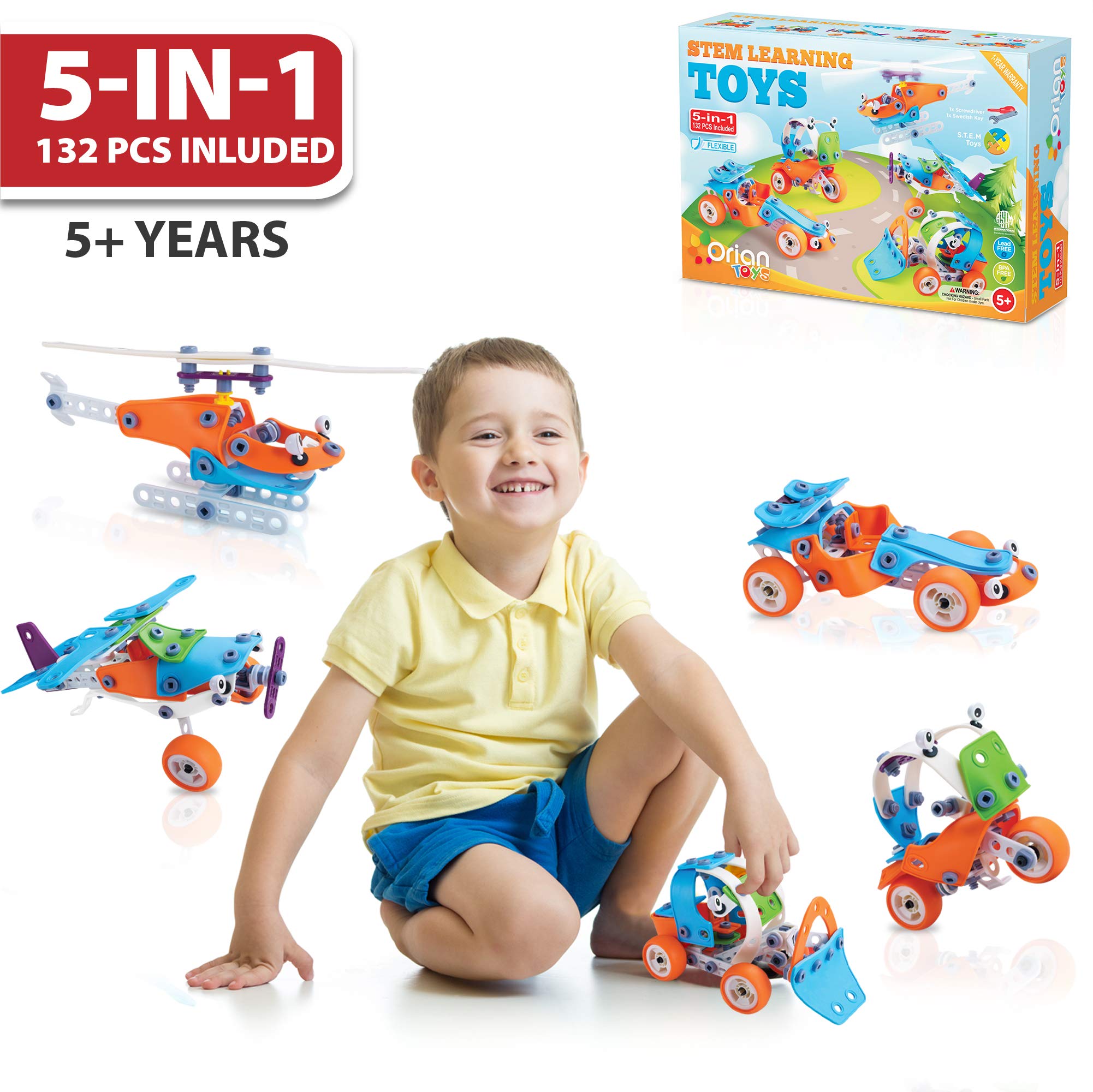 Orian 5 in 1 STEM Learning Toys for Boys and Girls, Best IQ Builder STEM Learning Toys