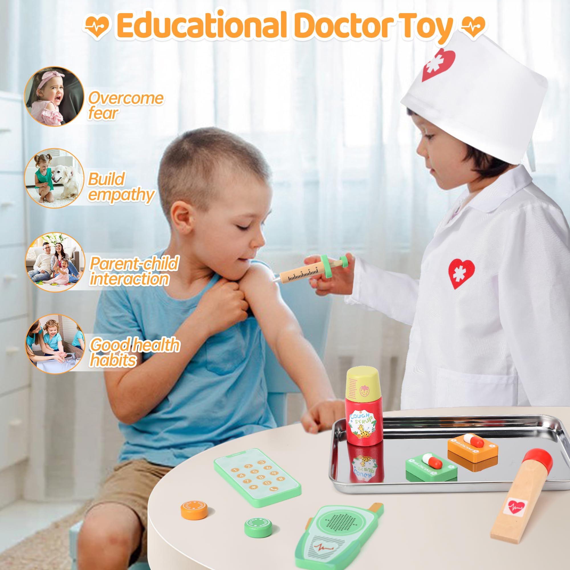 Liberry Doctor Kit for Toddlers Aged 3 4 5, Kids Doctor Play Set with Real Stethoscope & Medical Bag, Pretend Doctor Toys for Boys Girls Birthday Gift