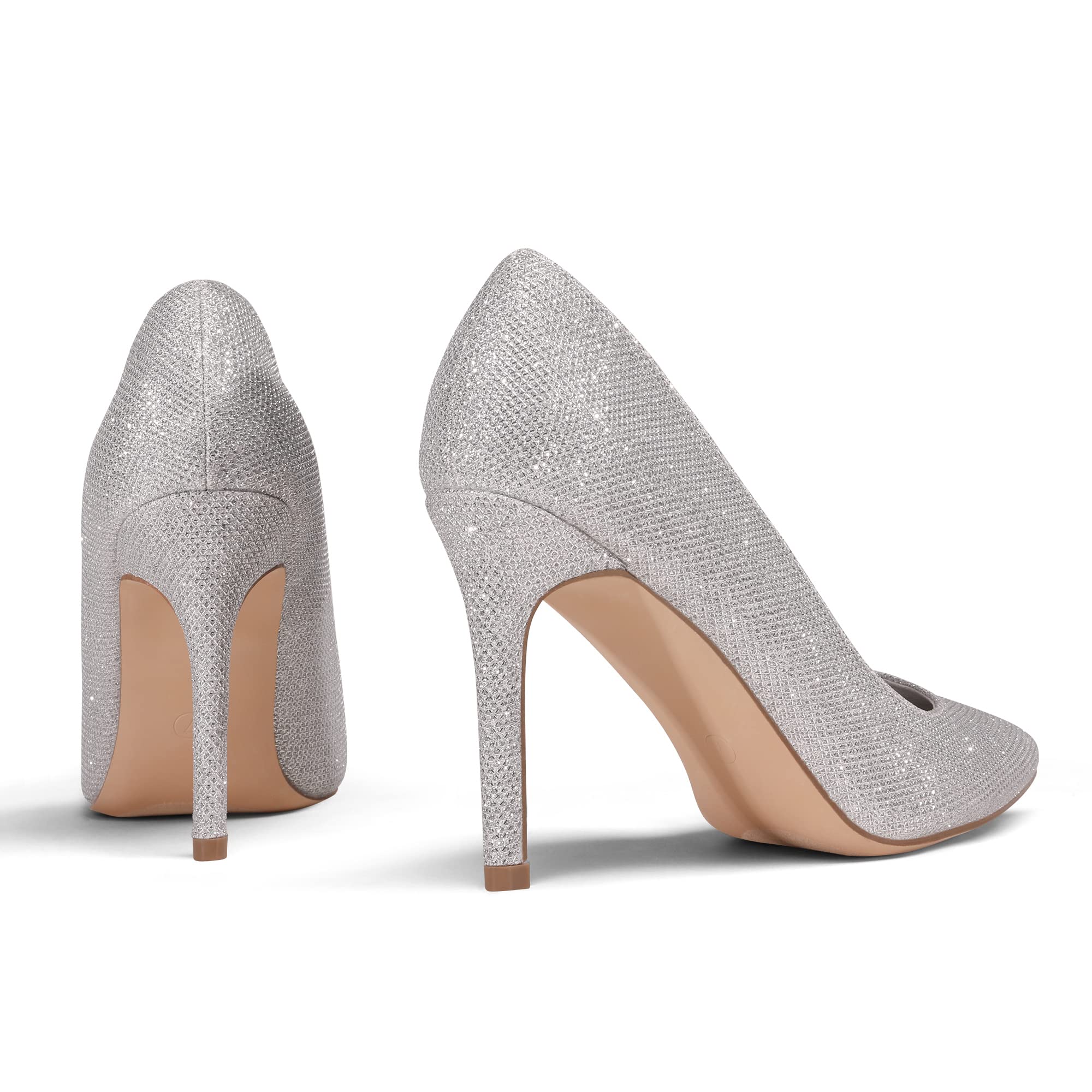 SIZE 41: DREAM PAIRS Women's Closed Toe High Heels Dress Pointed Toe Wedding Pump Shoes,Size 10,Silver/Glitter,Christian-New