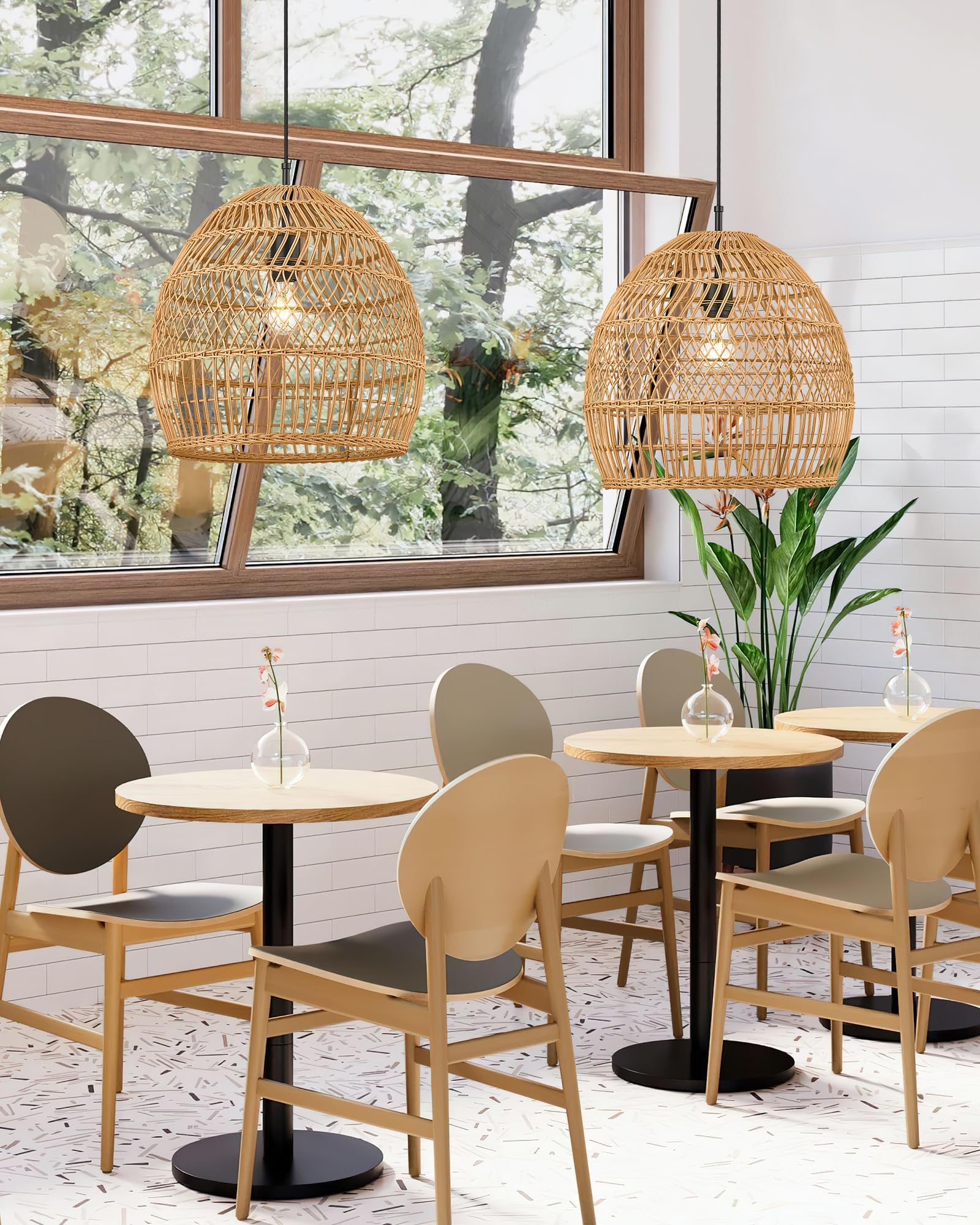 ELYONA 41 cm Large Modern Boho Rattan Chandelier