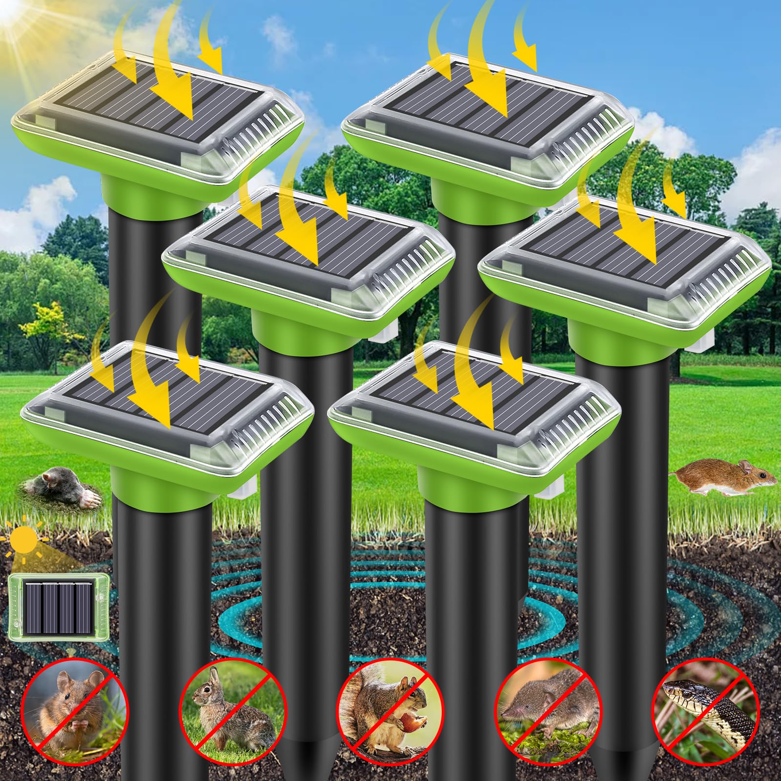 New Solar Energy Rat Repellent Vibration Ultrasonic Rat Repellent Farm Outdoor Electronic LED Farm Snake Repellent Device