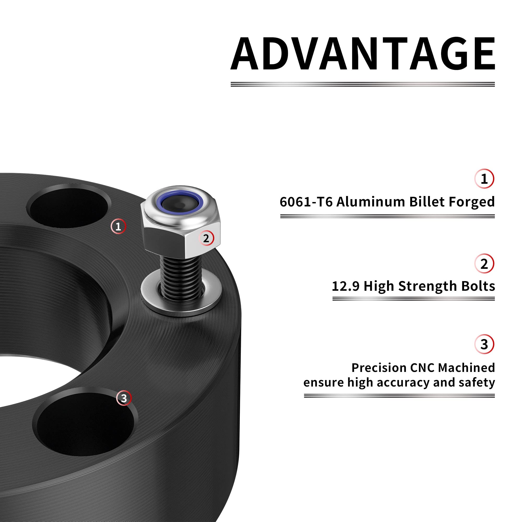 Leveling Lift Kit for 2004-2020 F150, 3" Front and 2" Rear Leveling Lift Kit Raise Your F150, 3"+2" Strut Spacers Height for 2004-2020 F150 2WD 4WD