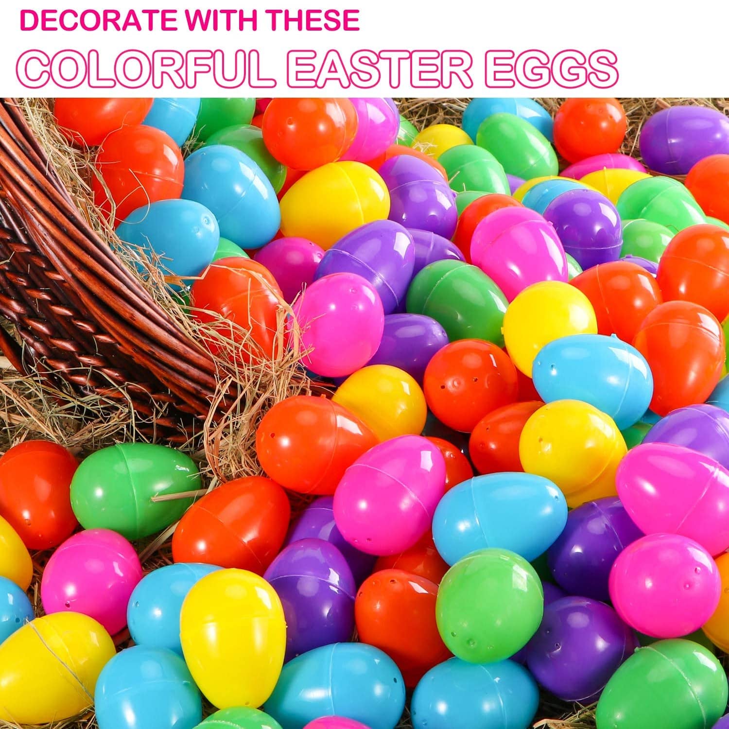 JZS 25pcs Eggs, 2.4 Inch Plastic Eggs Fillable Candy Party Themed Gift Fillers Decoration Classroom Reward Gifts
