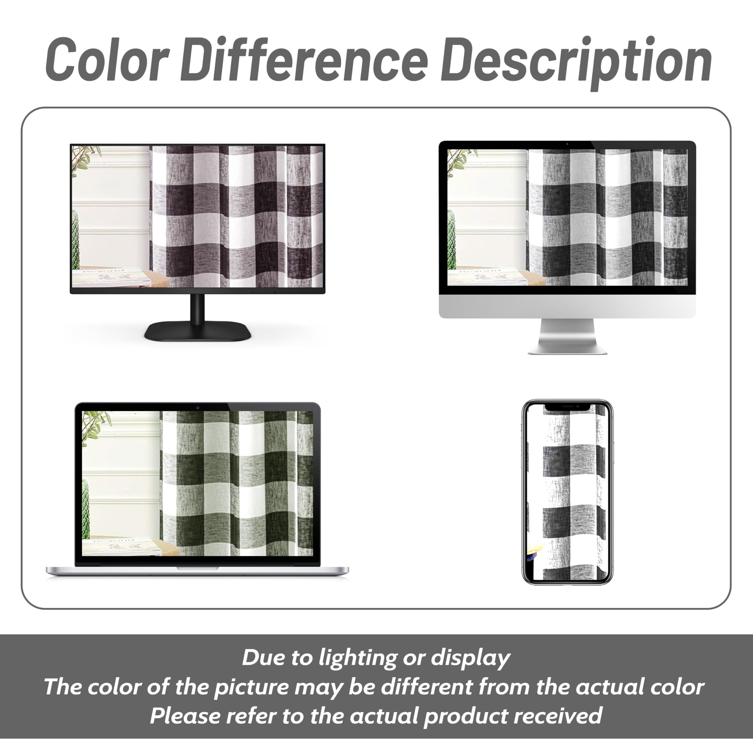 ستائر DriftAway Buffalo Plaid Check المنسوجة والمبطنة بنقشة مربعات حرارية معتمة مكونة من لوحين 127 × 213 سم (أسود)
