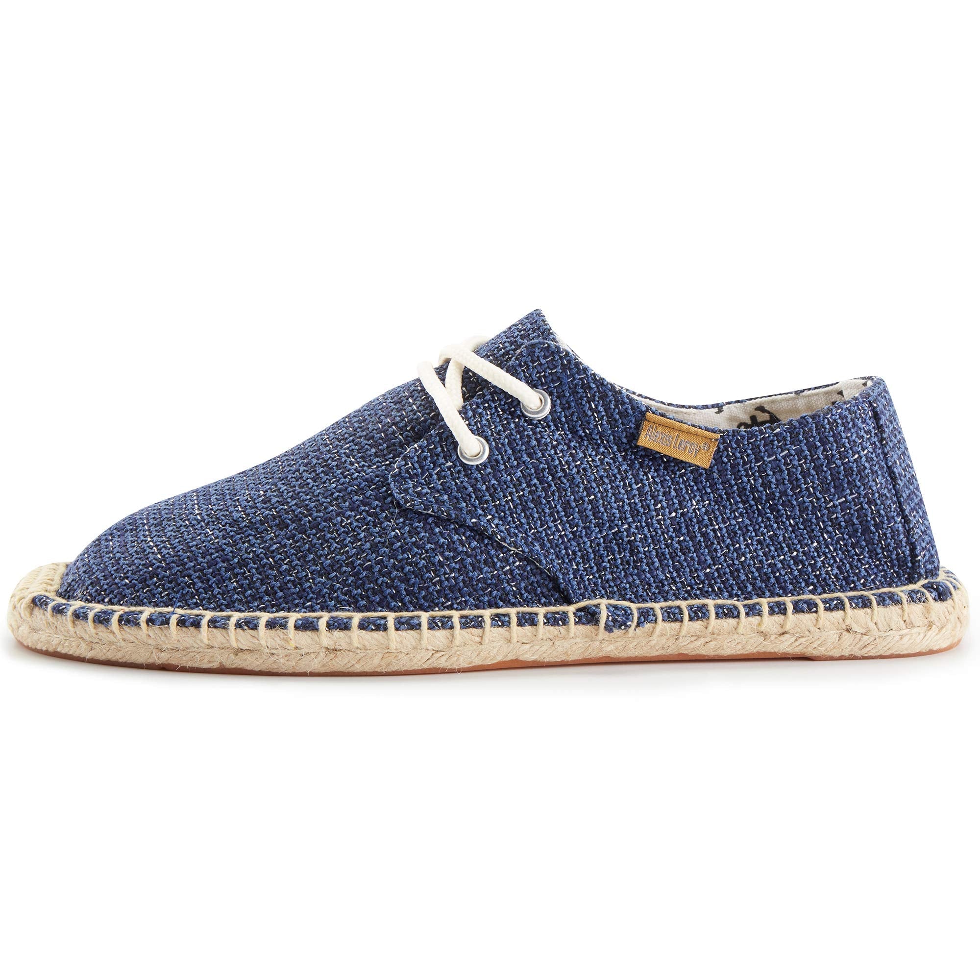 SIZE: 45 - Alexis Leroy Men's Closed Toe Lace Up Canvas Slip on Flat Espadrille Shoes Dark Blue
