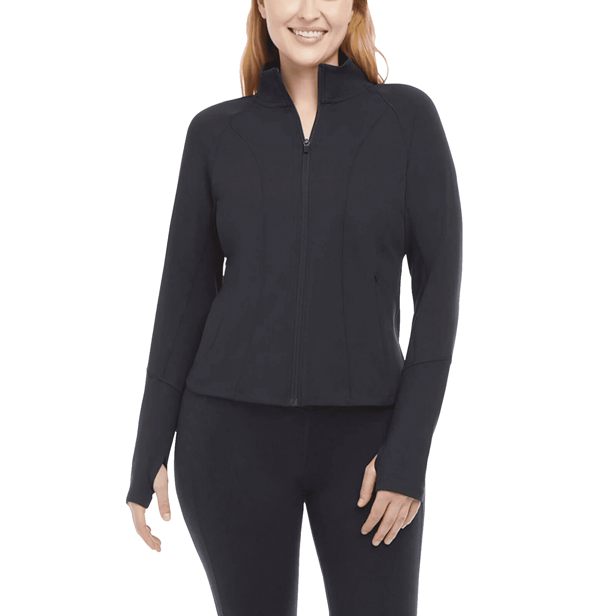SIZE S - Danskin Women's Contour Yoga Full Zip Jacket, Black Salt