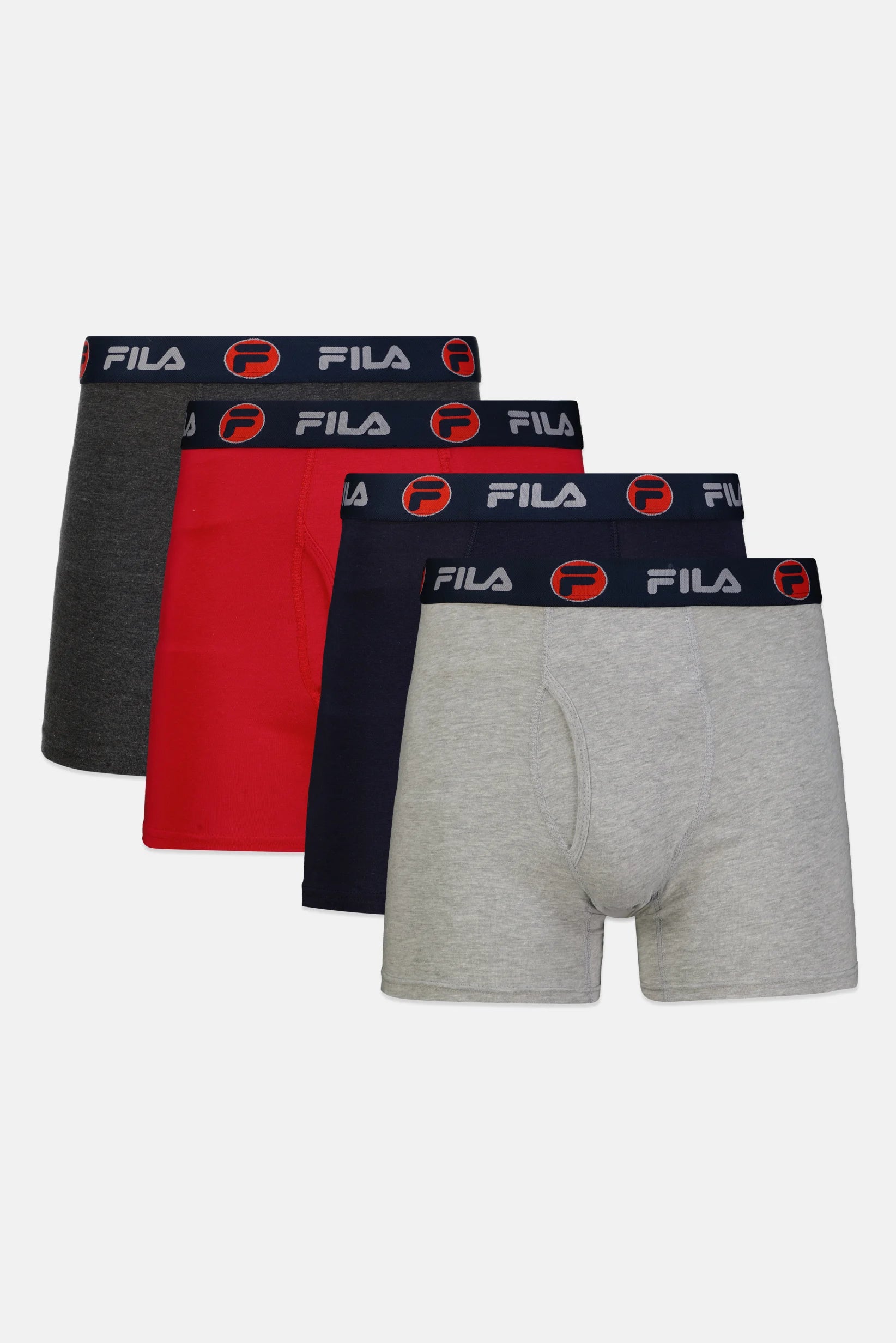 Fila Men 4 Pcs Brand Logo Pull On Boxer Briefs, Multicolor