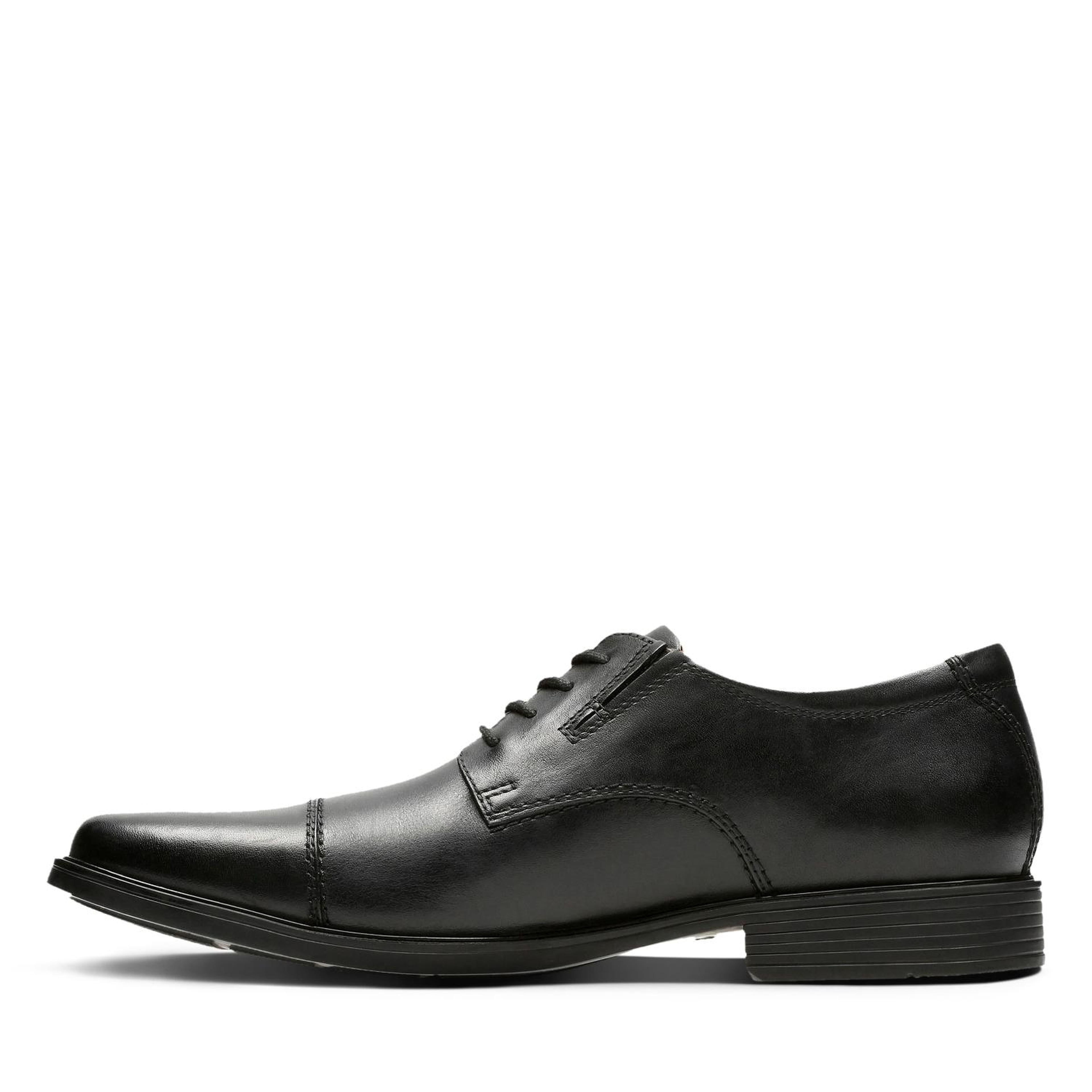 Clarks Cosgrove Cap Men’s Black Leather Derby Shoes – Classic Smart Dress Shoes with Lasting Comfort