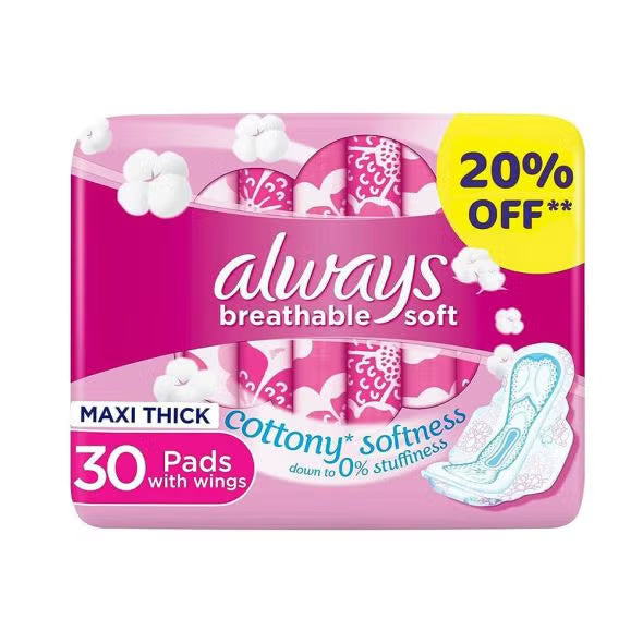 Always Cotton Thick Sanitary Pad With Wings 30 pads