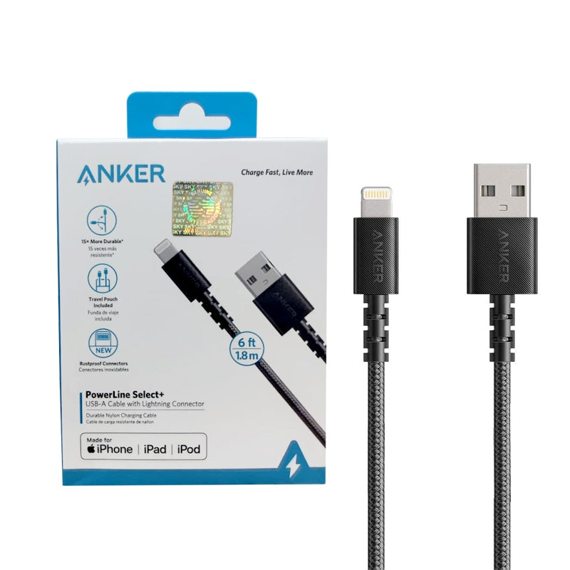 Anker PowerLine Select+ USB-A Cable with Lightning Connector 3ft A8012H12 - Black