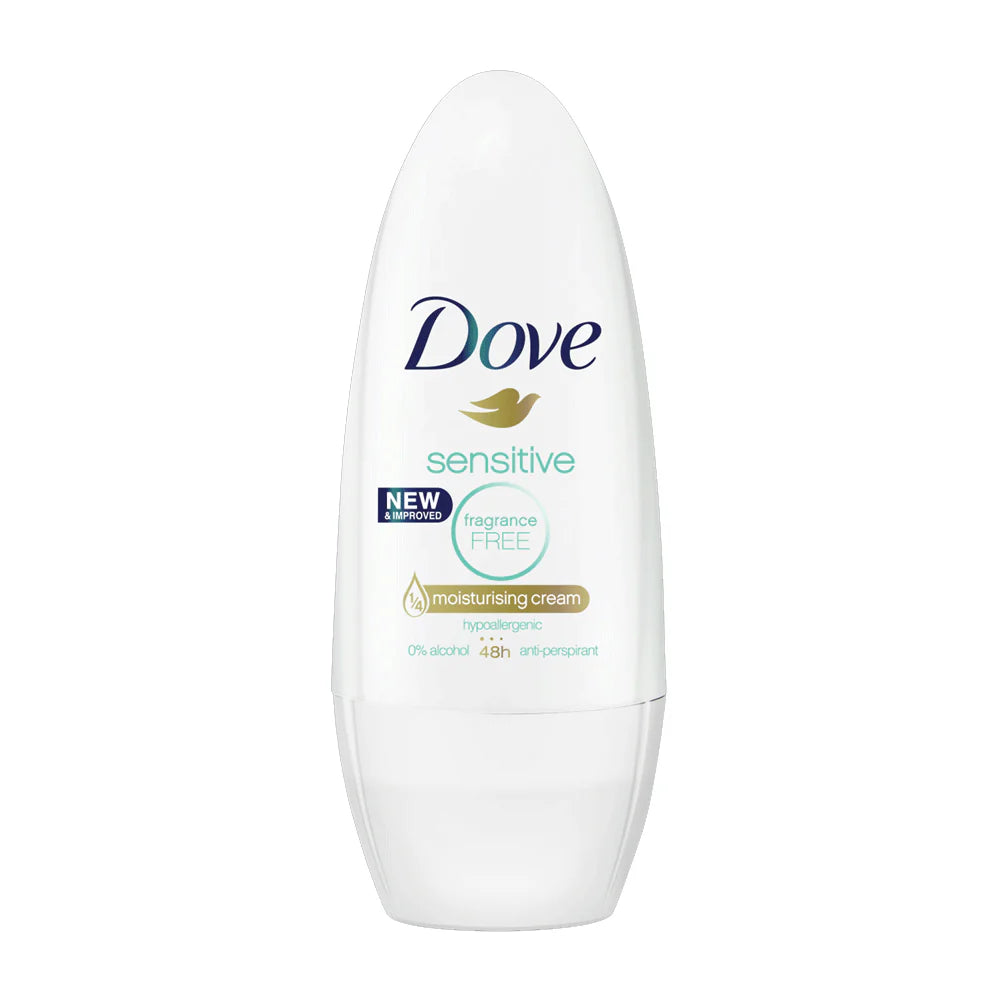Dove Deodorant Roll On Sensitive Fragrance Free with Moisturizing Cream 50ml