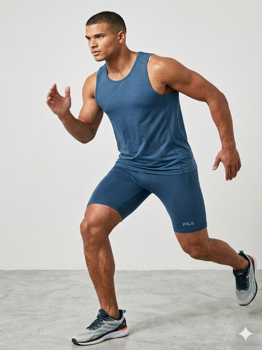 FILA BLUE MARATHON SHORTS FOR MEN(fm211113-408)