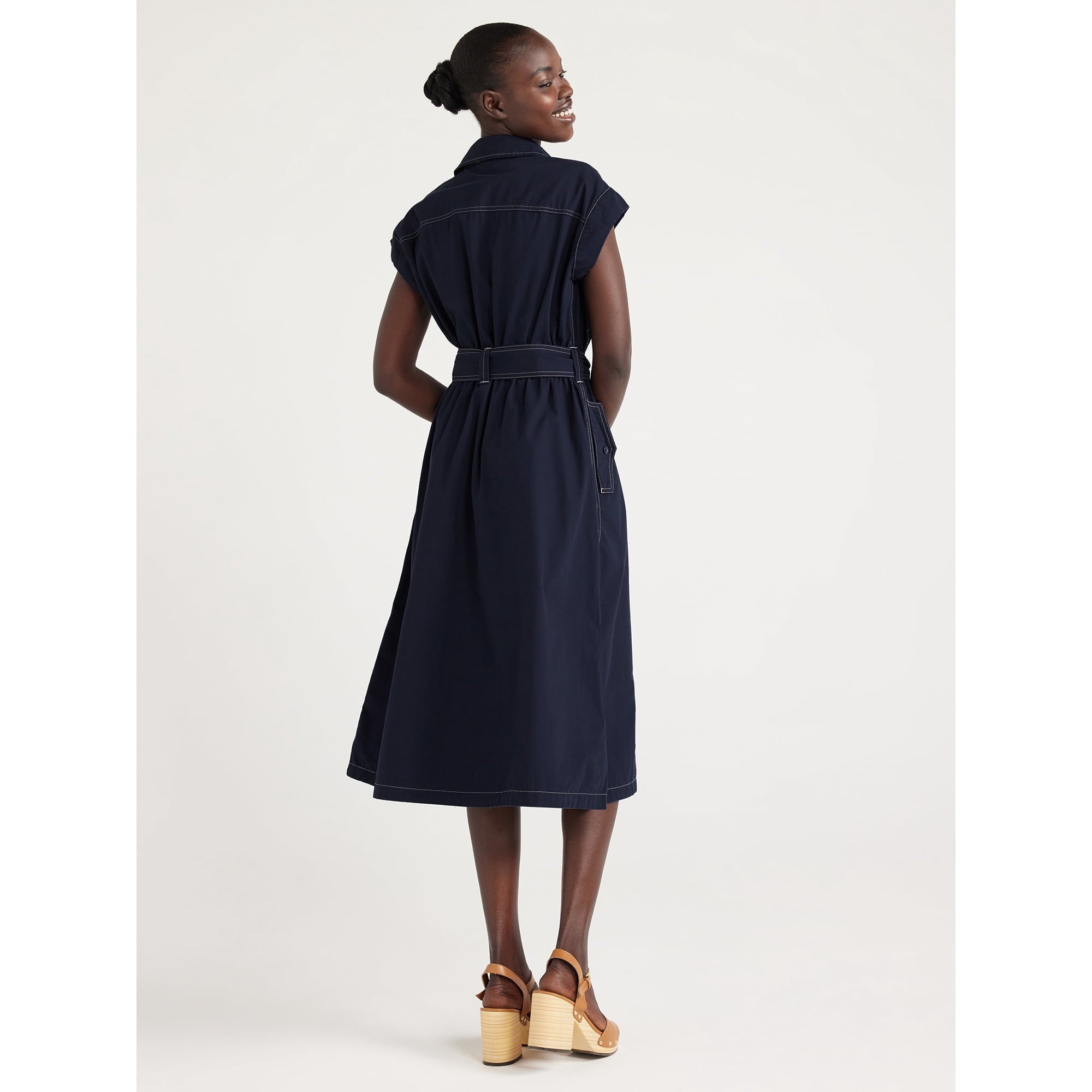 SIZE: XS - Free Assembly Women's Belted Utility Midi Dress