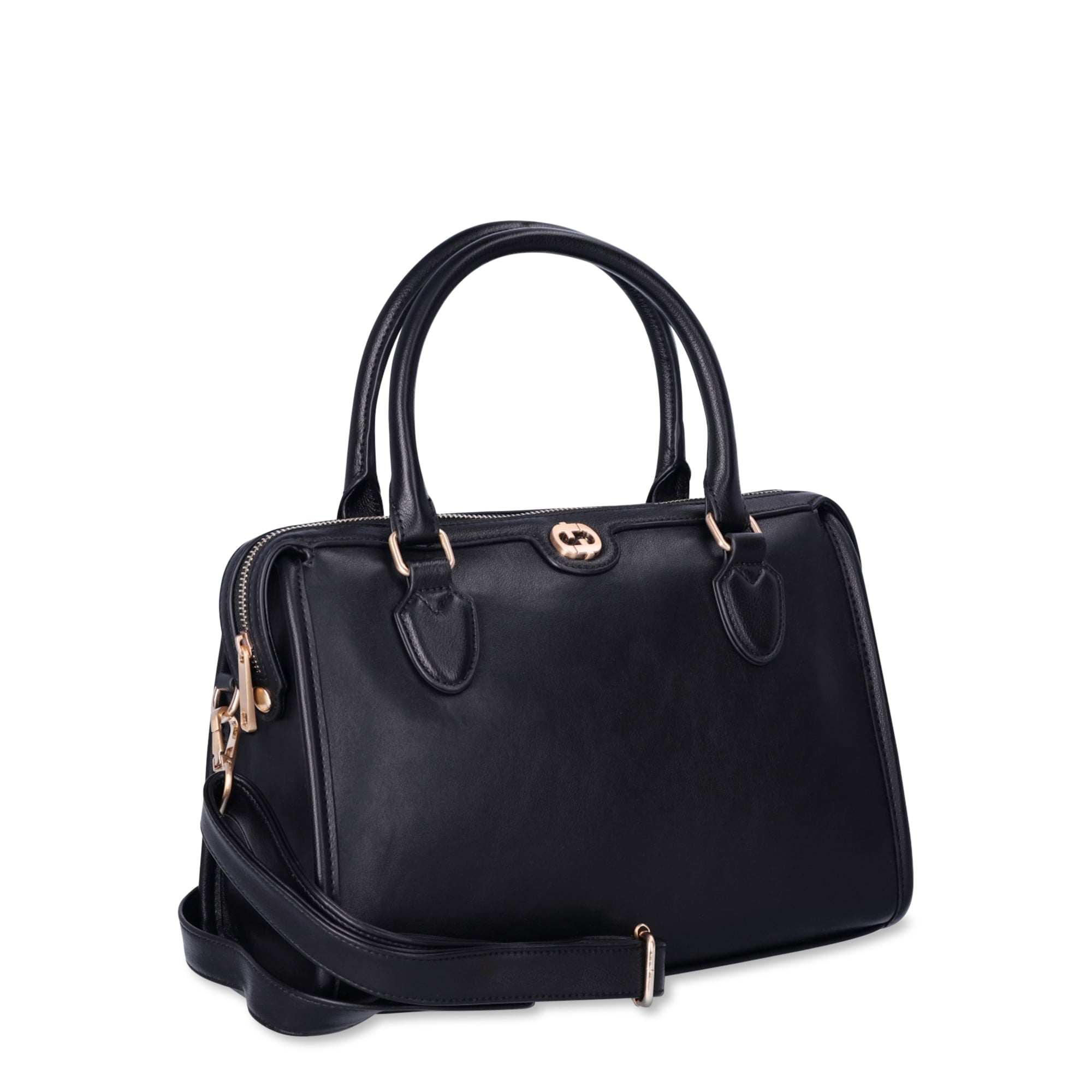 حقيبة يد نسائية S Wyatt Satchel من Time and Tru باللون الأسود