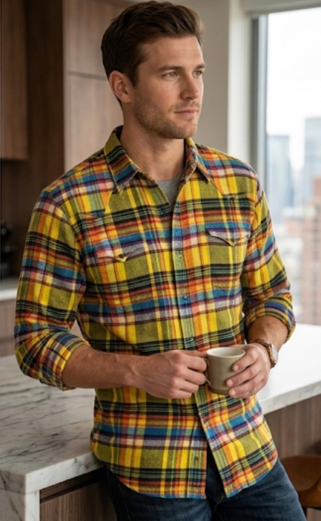 RALPH LAUREN YELLOW AND MULTI COLORED SHIRT FOR MEN