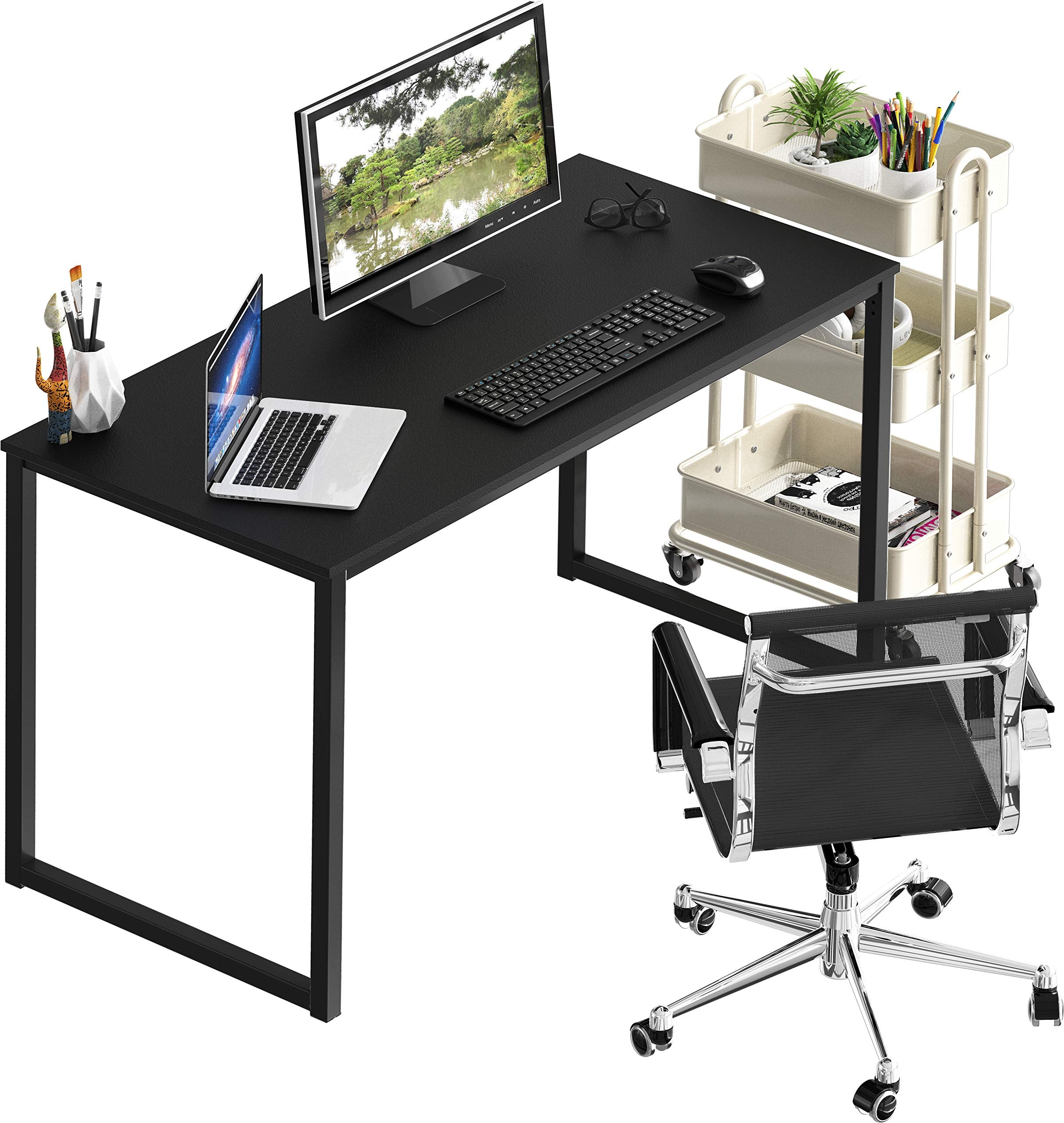 مكتب كمبيوتر SHW Home Office مقاس 48 بوصة، أسود