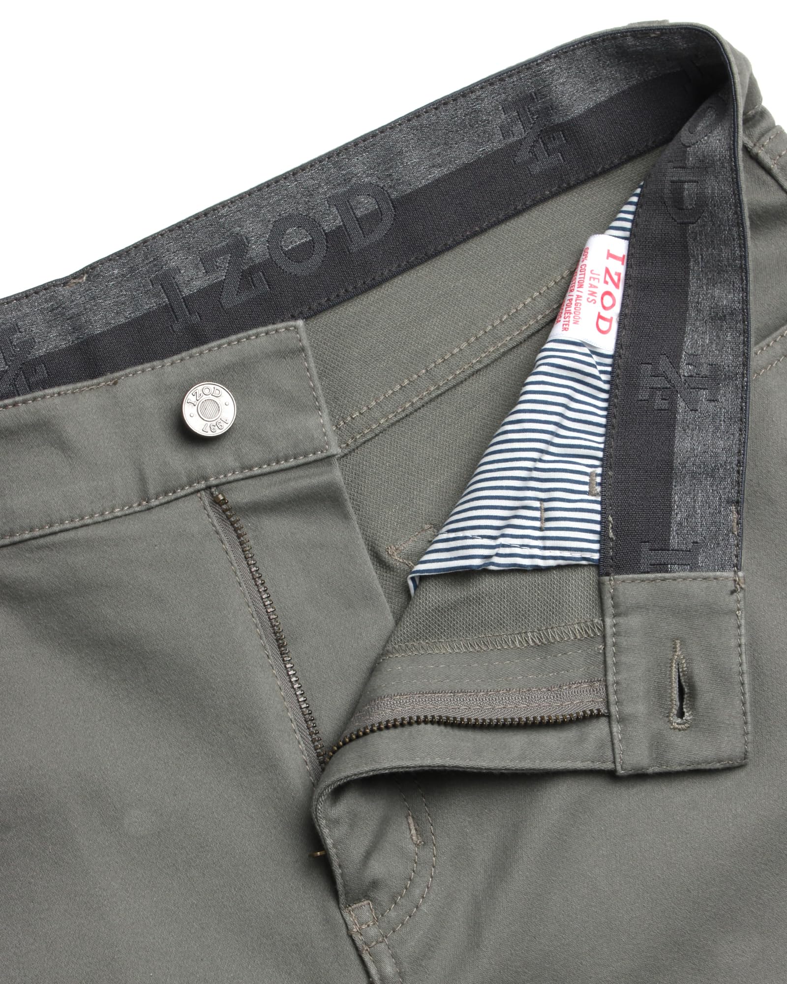 SIZE: 36 X 30 - IZOD Men's Jeans - Regular Fit Comfort Stretch Knit Denim Jeans - Straight Leg Casual Pants for Men, Size , Dusty Olive