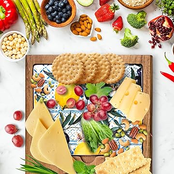 KAITON CRAFT Charcuterie Boards - Wooden Cheese Server Tray with Knife Set, Chauratri Serving Gift for Mothers Day, Anniversary, Party & Kids, Food Tabla de Quesos