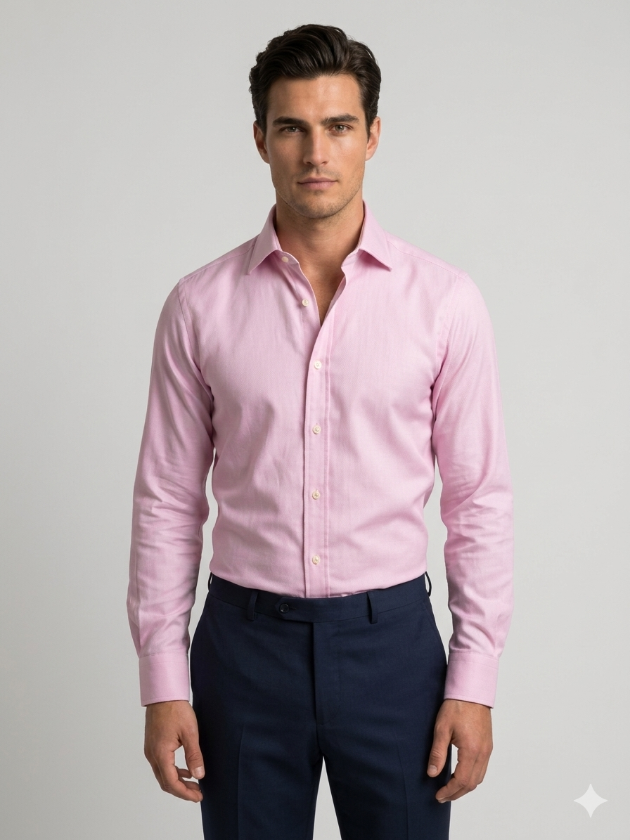 MIX EUROPEAN BRANDS PATTERNED PINK SHIRT FOR MEN