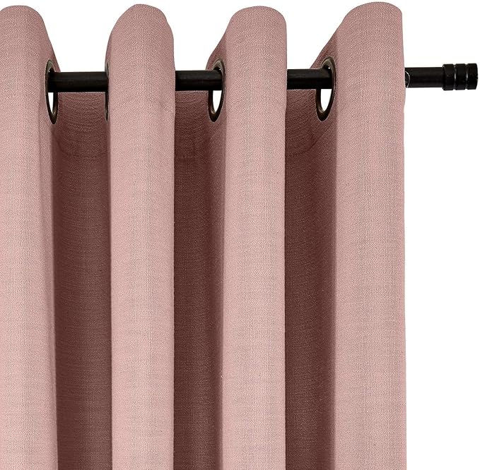 Frelement Coral Linen Curtains Bronze Grommet Indoor Drapes Window Treatments for Living Room, Bedroom, Kid Room, 52" W x 63" L, 1 Panel