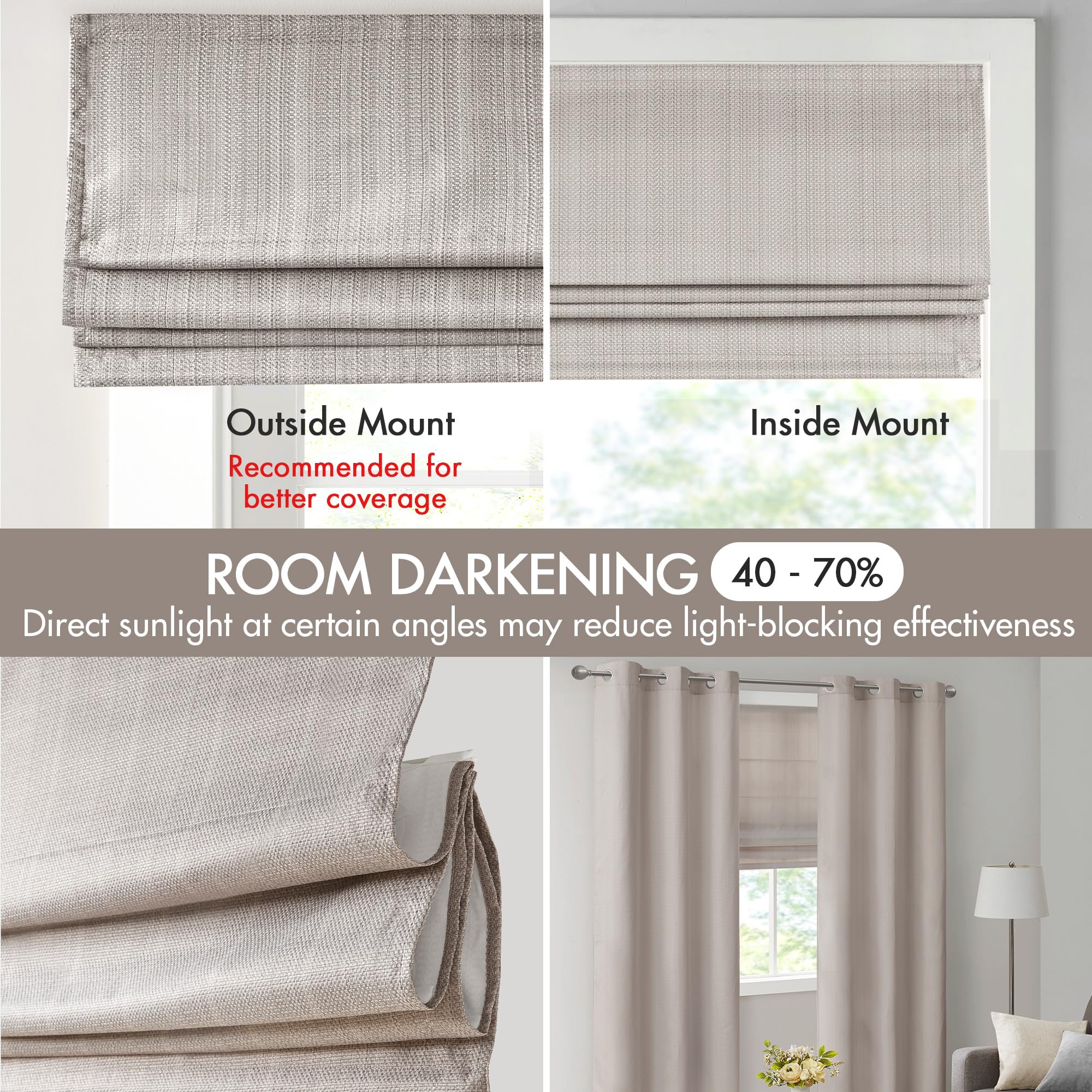 ستائر رومانية لاسلكية من ماديسون بارك جالين، 88.9 سم × 162.56 سم، لون بني رمادي