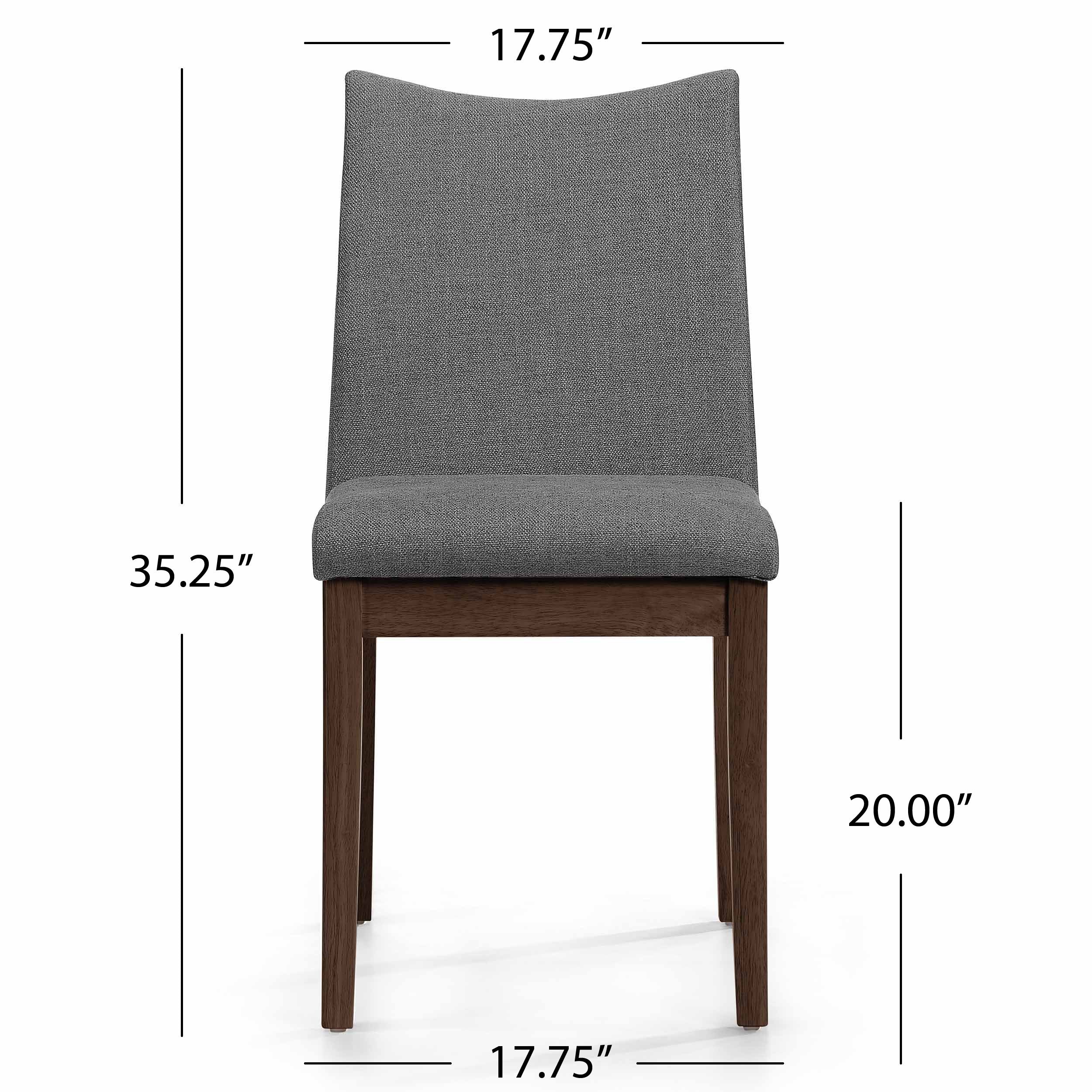 Christopher Knight Home Dimitri Fabric with Walnut Finish Dining Chairs, 2-Pcs Set, Dark Grey