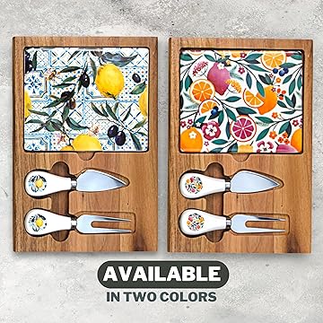 KAITON CRAFT Charcuterie Boards - Wooden Cheese Server Tray with Knife Set, Chauratri Serving Gift for Mothers Day, Anniversary, Party & Kids, Food Tabla de Quesos
