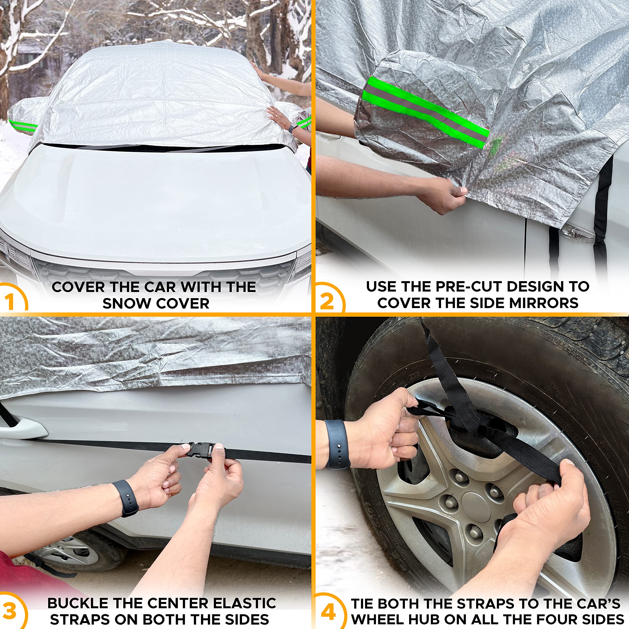 EcoNour Car Windshield Snow and Frost Cover | Water-Resistant, Windproof, Dustproof (SUV YL)