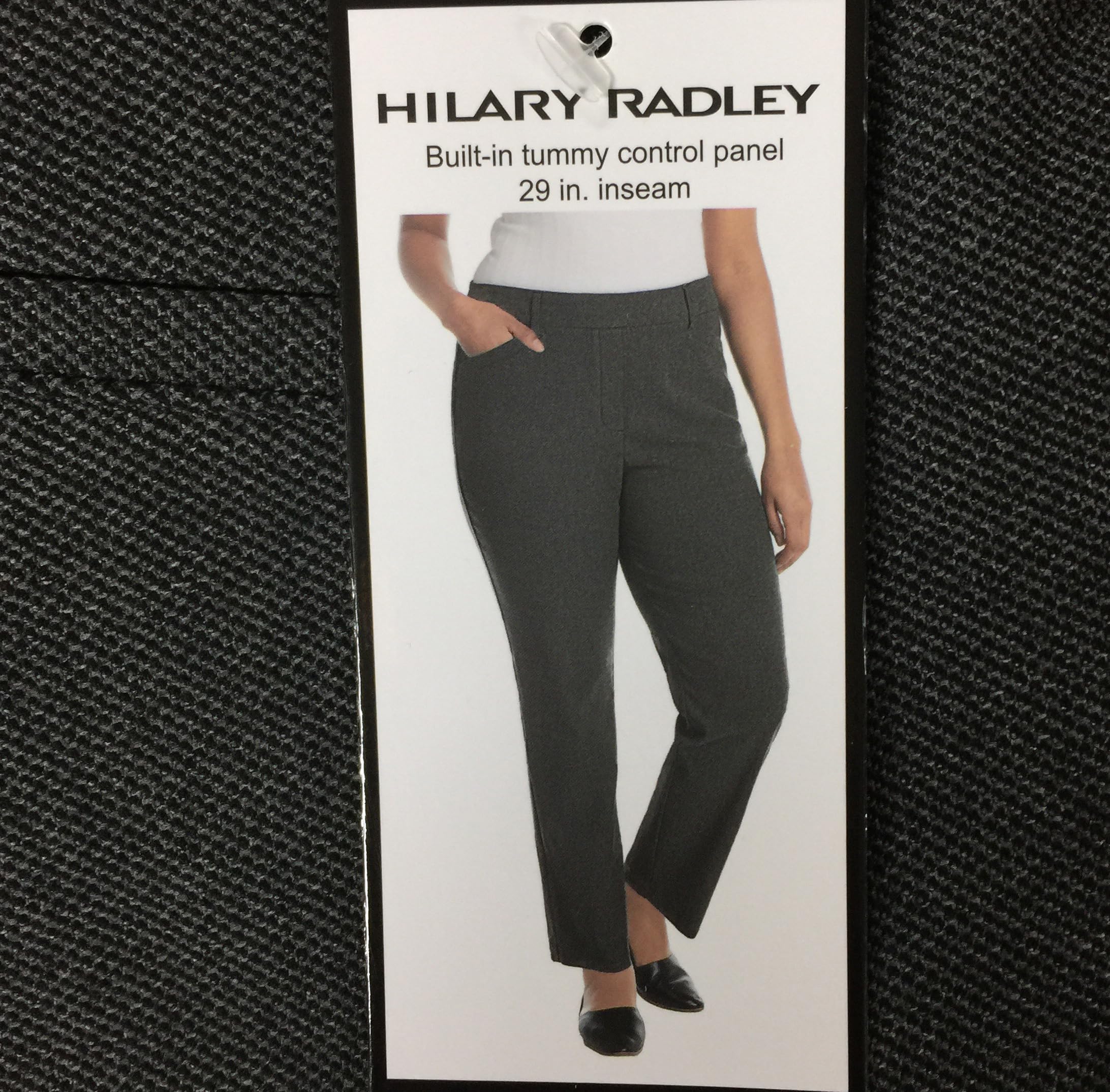 SIZE 29 S - Hilary Radley Women's Mid-Rise Tummy Control Pull On Pant (US, Alpha, , Regular, Regular, Black & Heather Gray Combo)
