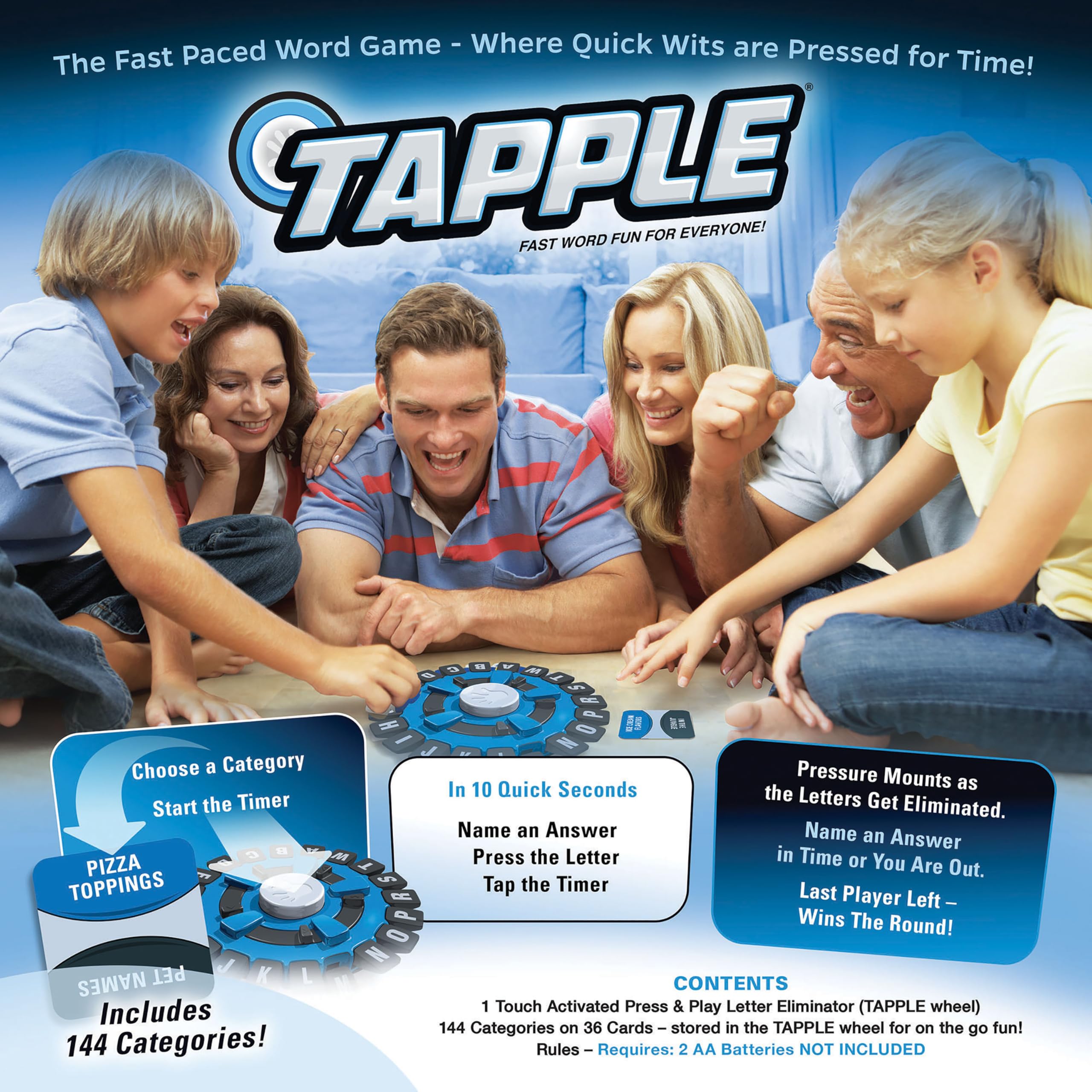 لعبة كلمات USAOPOLY TAPPLE® | لعبة لوحية عائلية سريعة الوتيرة | اختر فئة وتسابق مع الوقت لتكون اللاعب الأخير | لعبة تعليمية رائعة لجميع الأعمار